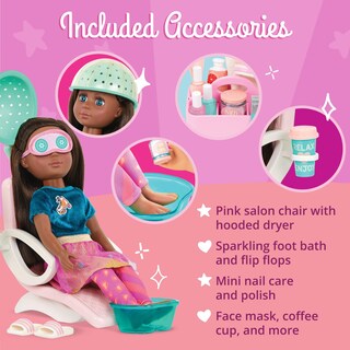 Foto 3 | Silla De Salón Y Set De Juego Con Purpurina Para Niñas Con Muñeca De 14 Pulgadas - Venta Internacional.