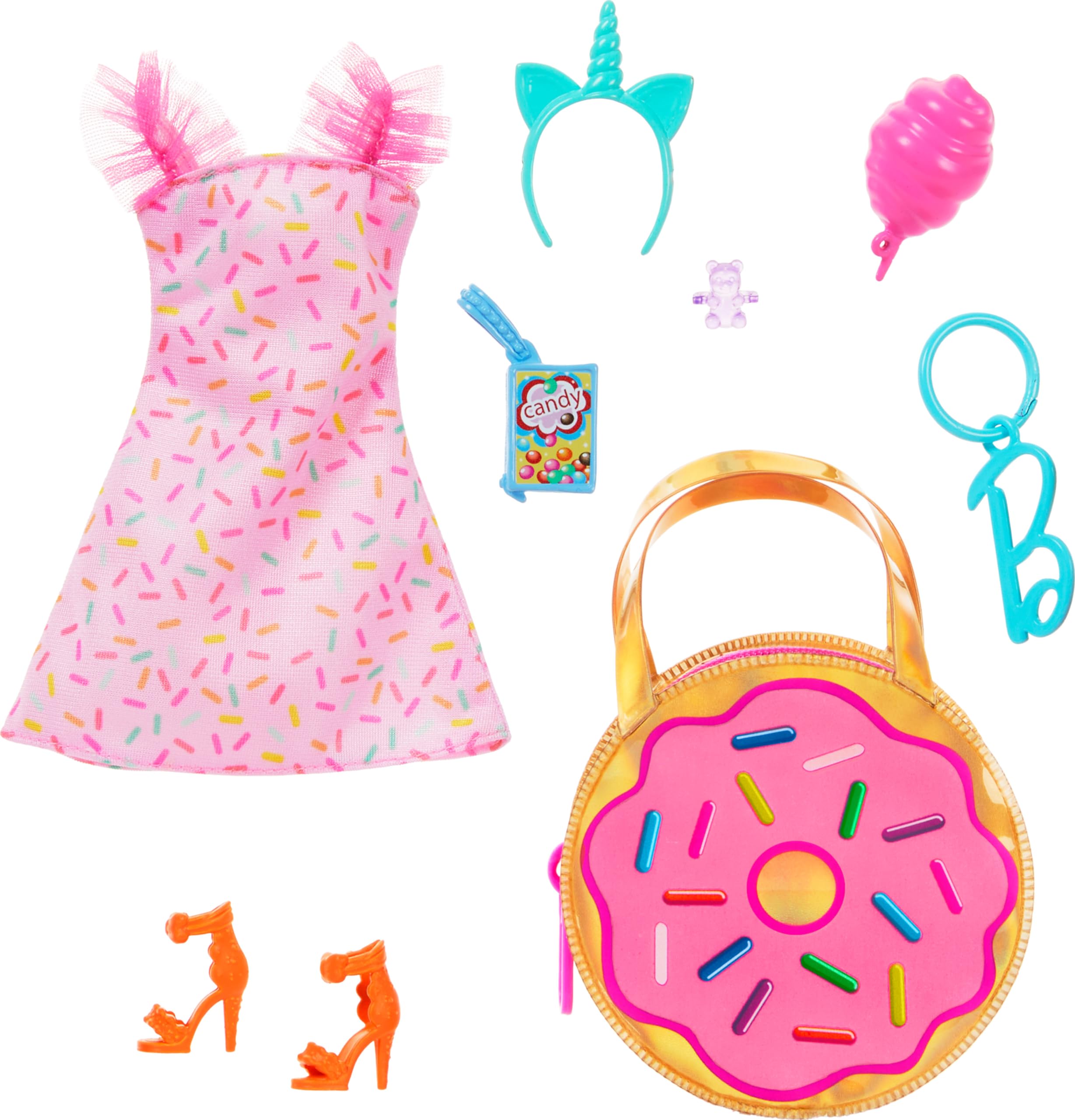 Bolso Moderno Barbie Premium Pink Doughnut Con Vestido Y Accesorios - Venta Internacional.