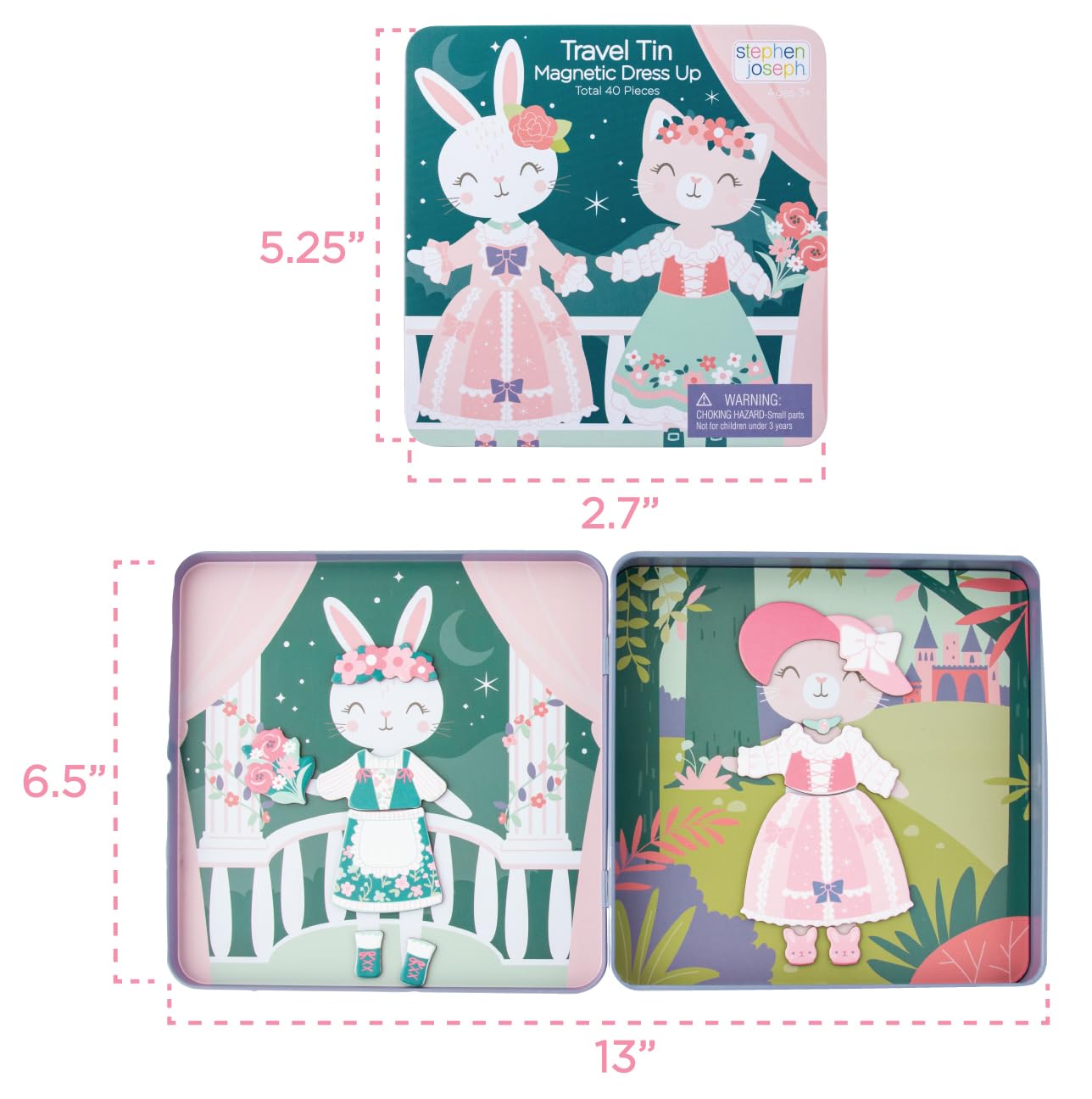 Foto 3 | Disfraz Magnético Con Diseño De Conejo Y Gato De Stephen Joseph Con Lata De Viaje - Venta Internacional.
