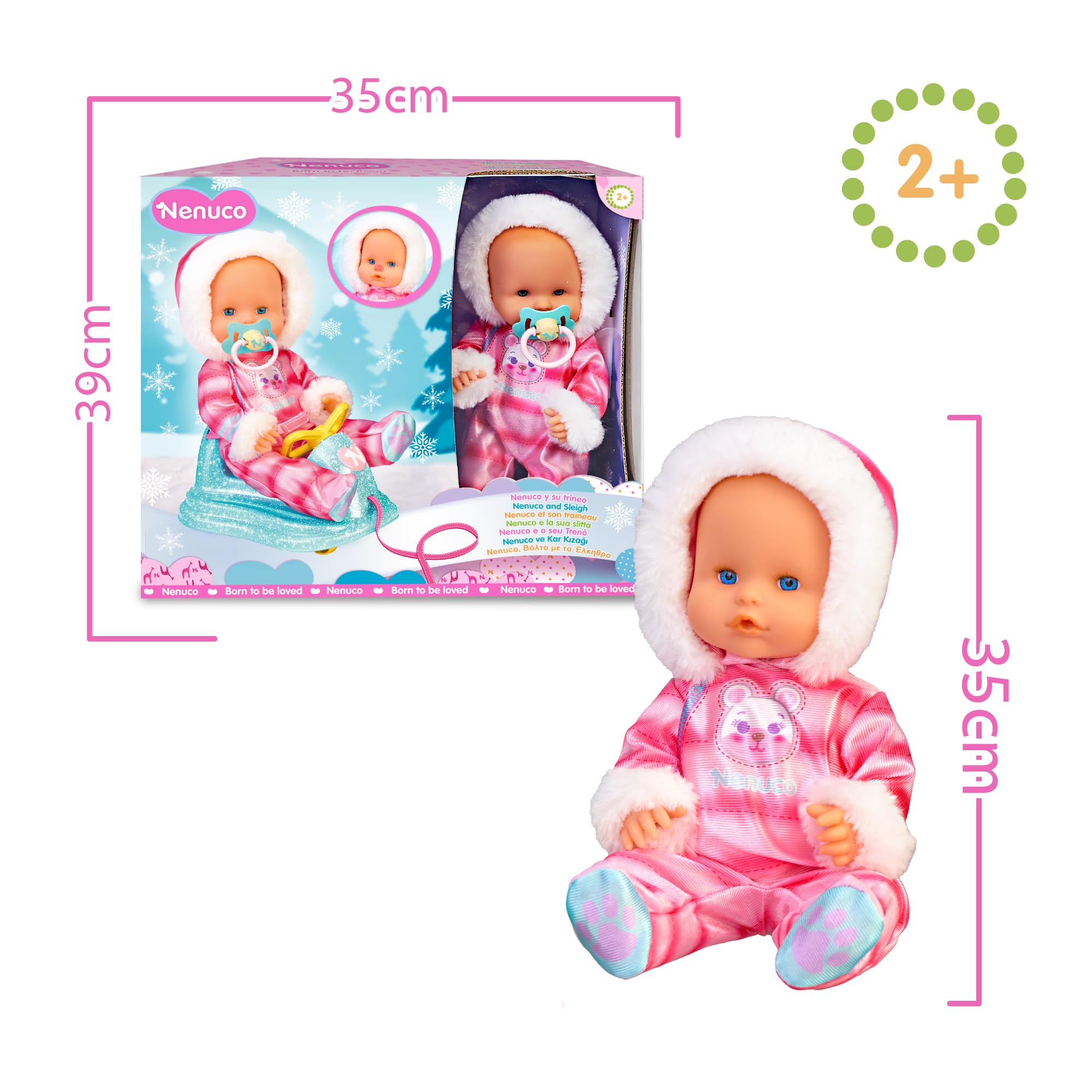Foto 3 | Traje De Esquí Doll Nenuco 14 Para Bebés Con Trineo Sobre Ruedas A Partir De 2 Años - Venta Internacional.
