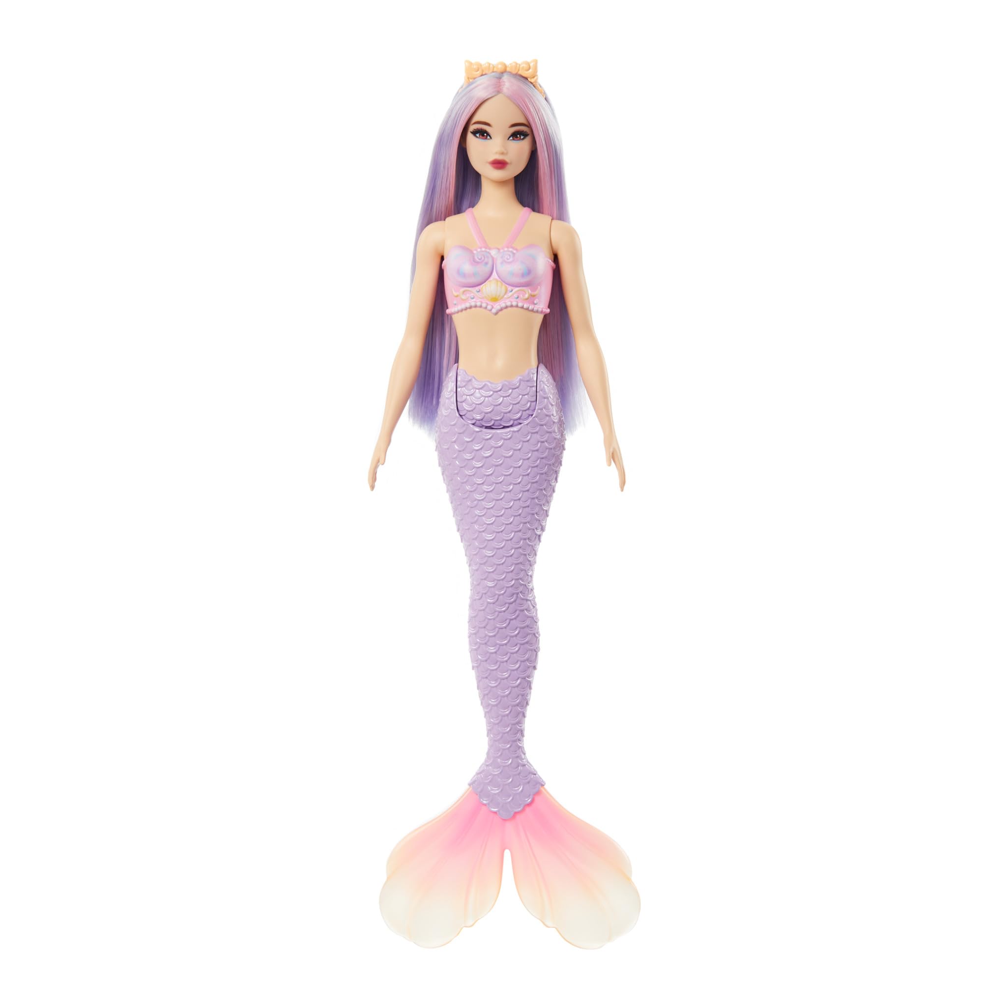 Muñeca Barbie Sirena Con Pelo Y Diadema De Fantasía Rosa Y Lila - Venta Internacional.