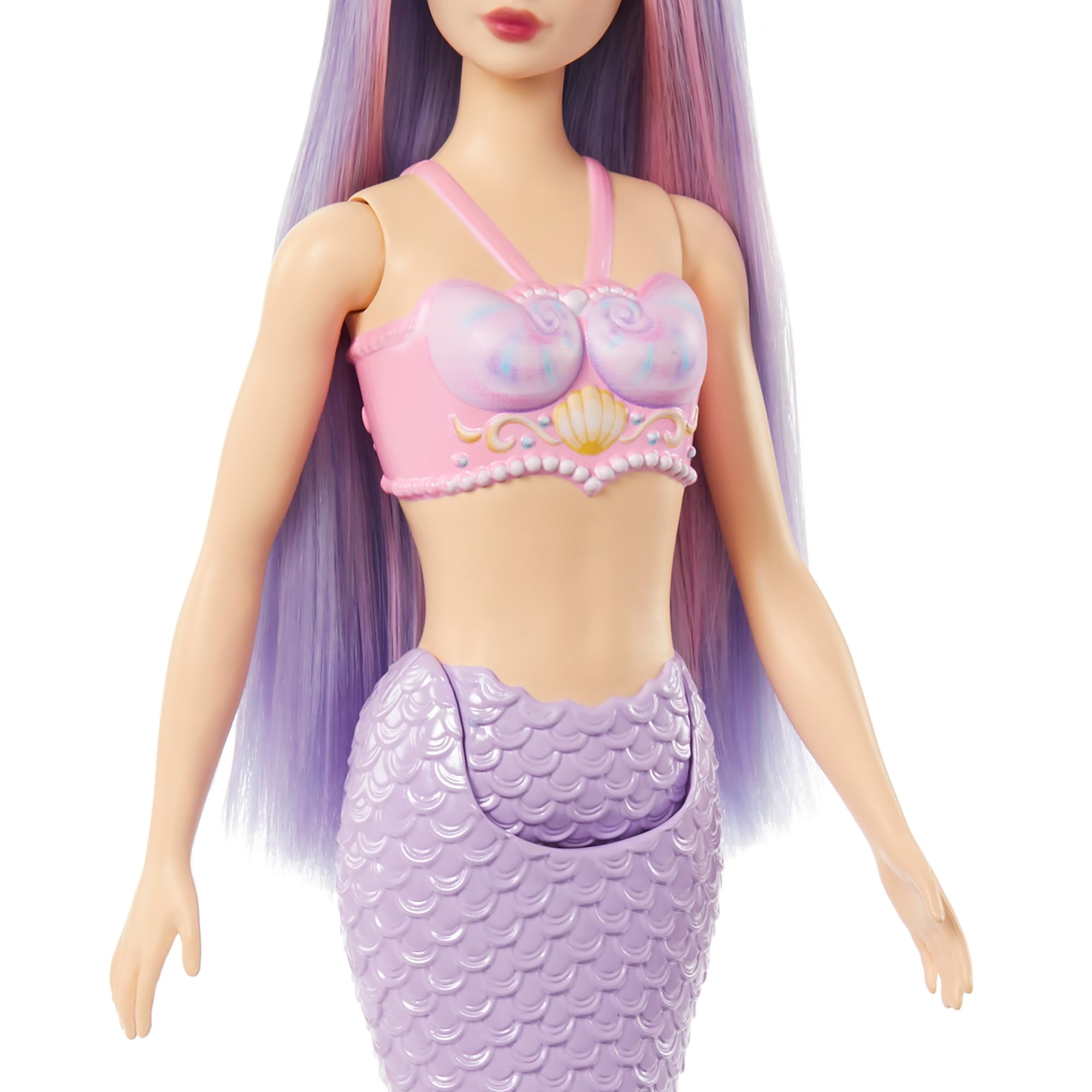 Foto 3 | Muñeca Barbie Sirena Con Pelo Y Diadema De Fantasía Rosa Y Lila - Venta Internacional.