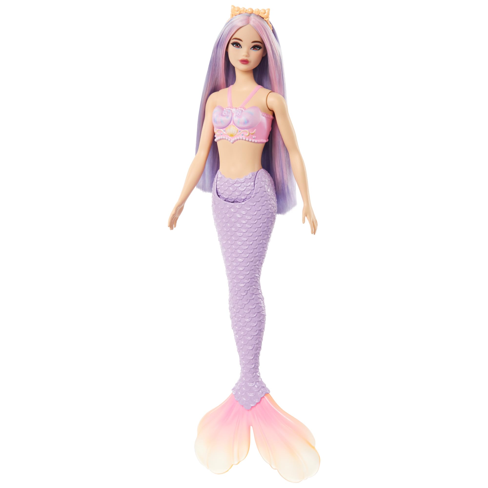 Foto 5 pulgar | Muñeca Barbie Sirena Con Pelo Y Diadema De Fantasía Rosa Y Lila - Venta Internacional.