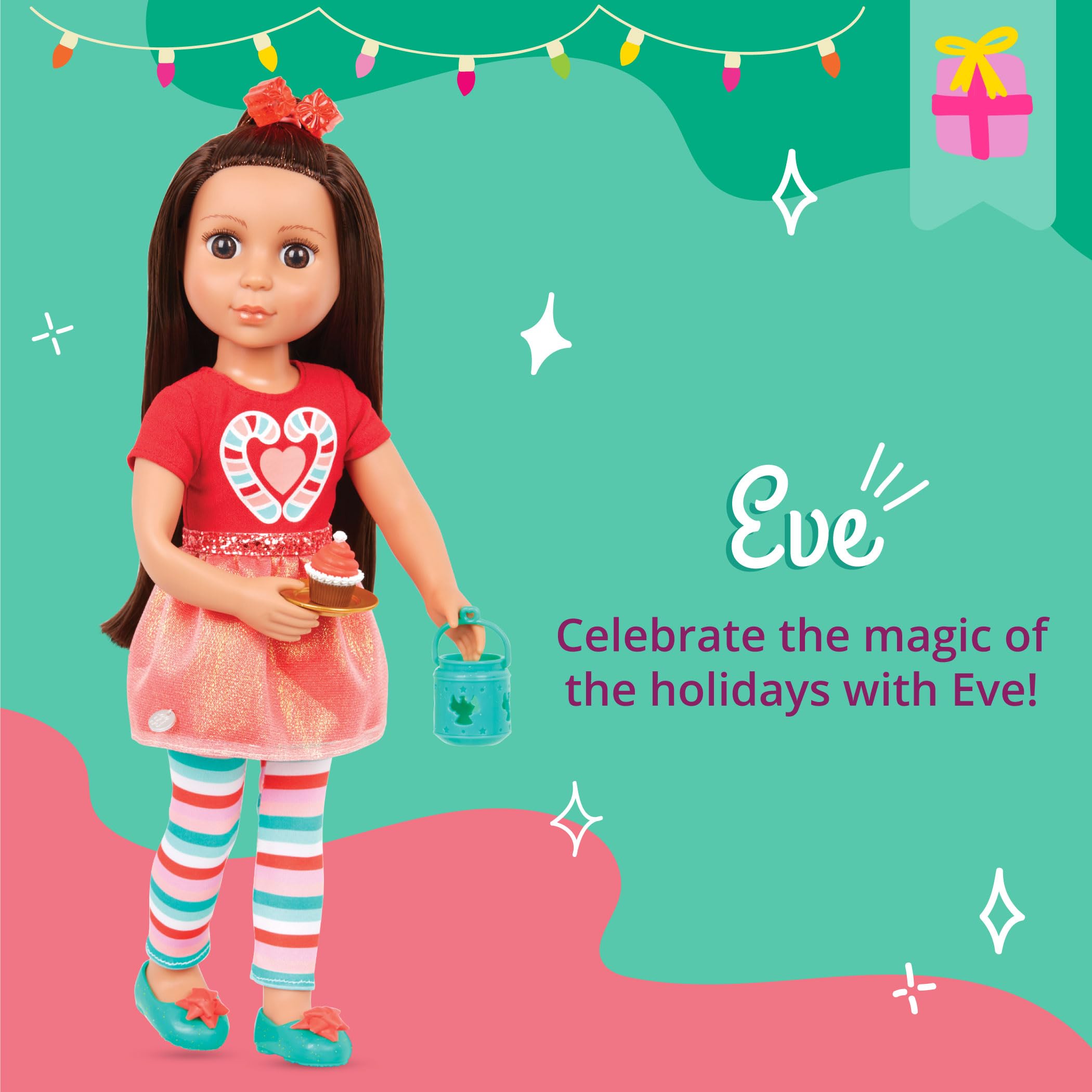 Foto 3 pulgar | Muñeca Con Purpurina Para Niñas De 14 Pulgadas Con Atuendo Navideño Y Acceso. - Venta Internacional.