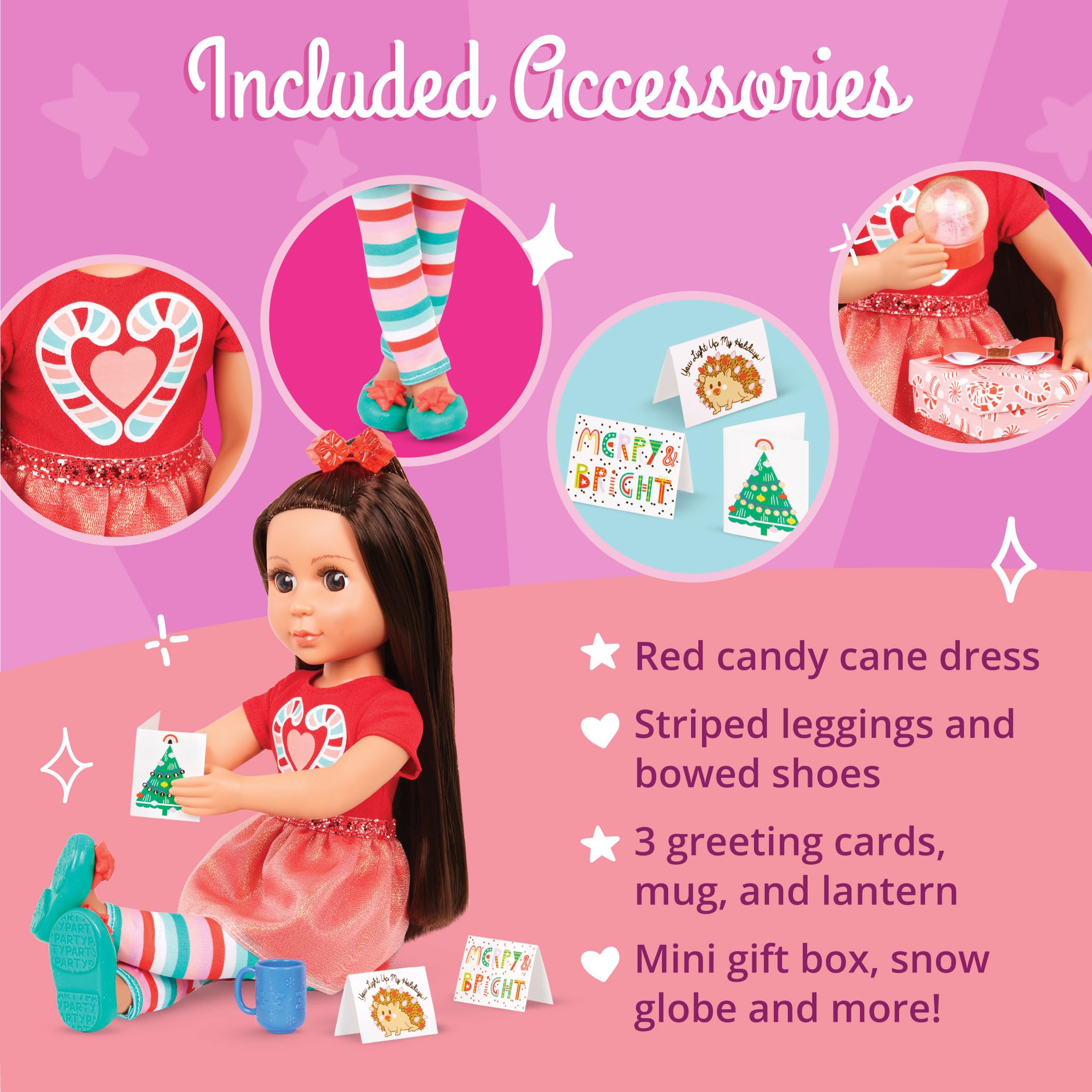 Foto 4 pulgar | Muñeca Con Purpurina Para Niñas De 14 Pulgadas Con Atuendo Navideño Y Acceso. - Venta Internacional.
