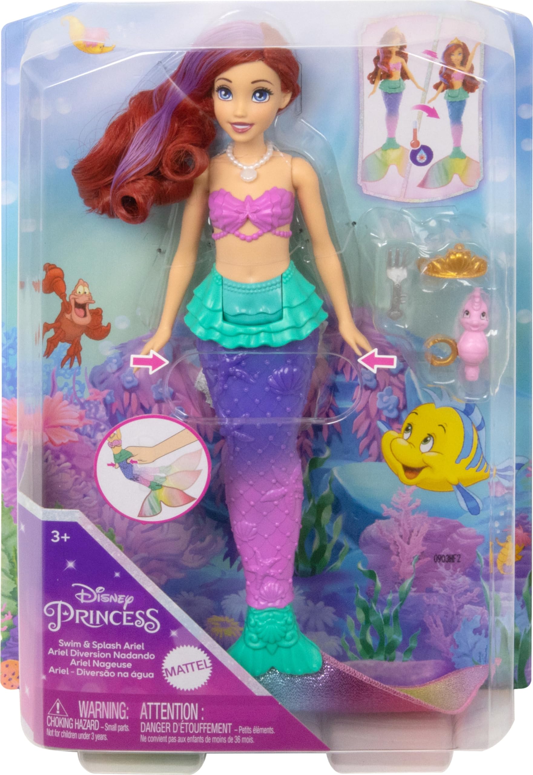 Foto 6 | Muñeca De Moda Mattel Disney Princess Ariel Con Cambio De Color - Venta Internacional.