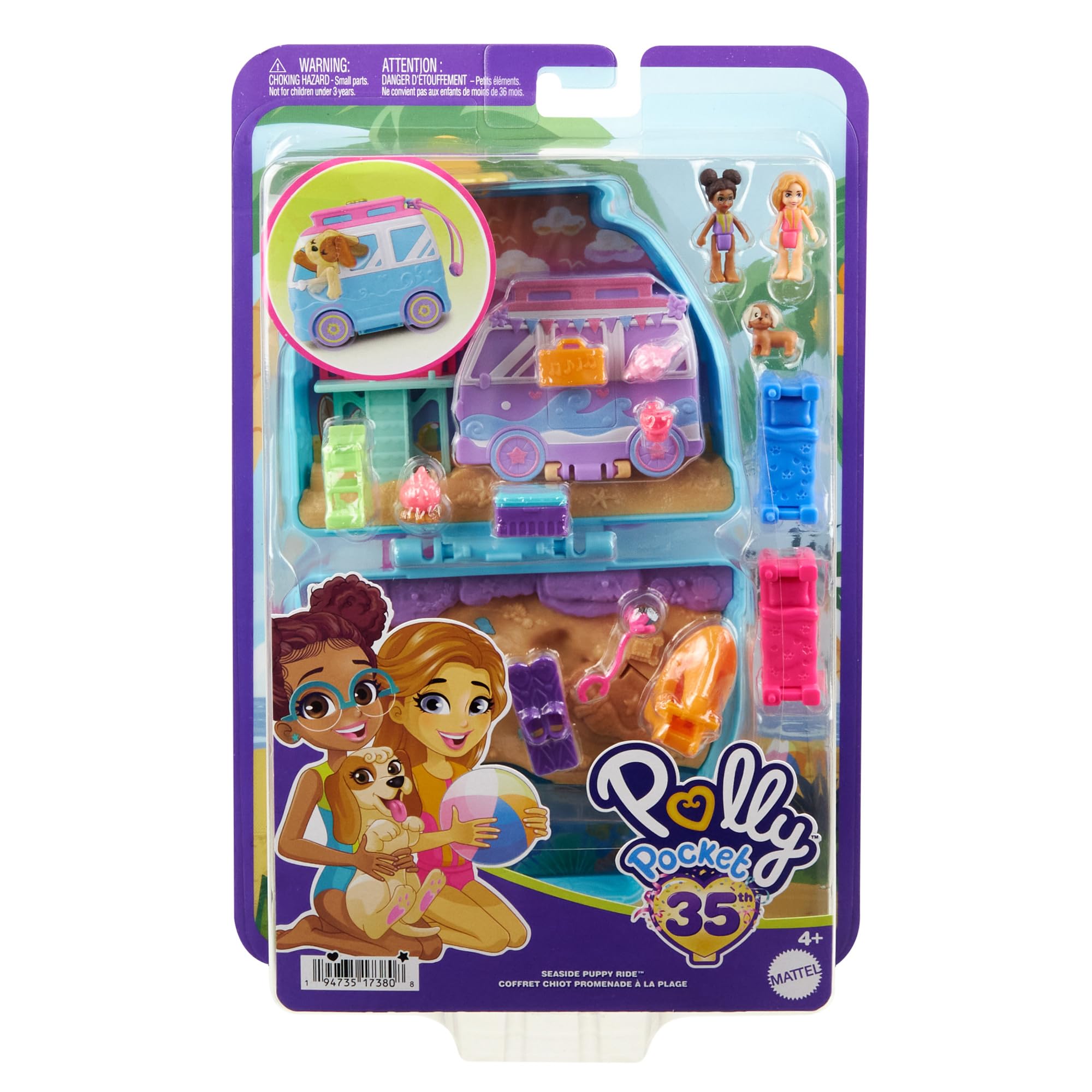 Foto 6 | Muñecas De Bolsillo Y Set De Juego Toy Polly Seaside Puppy Ride Con 11 Unidades - Venta Internacional.
