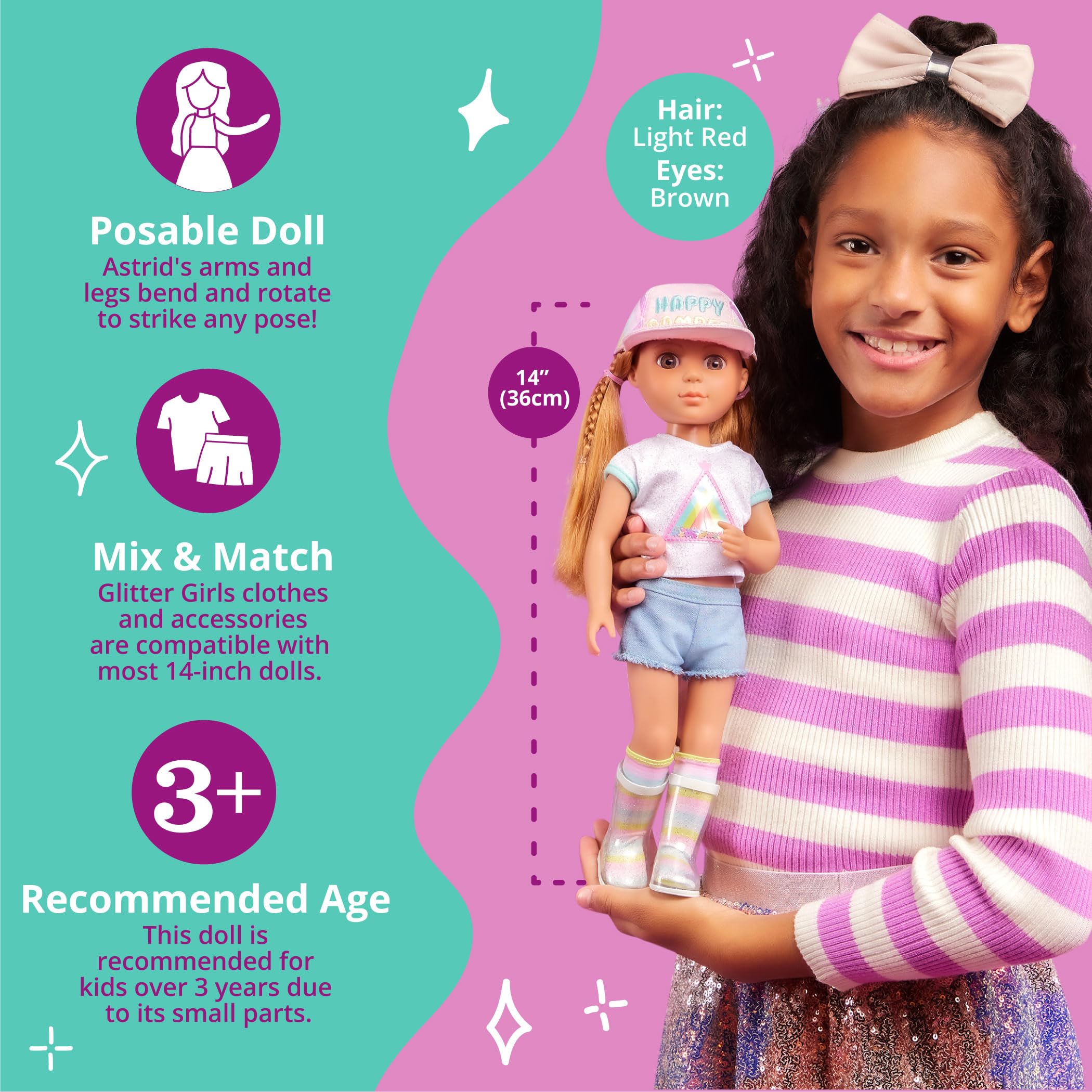 Foto 5 pulgar | Muñeca Astrid Con Purpurina Para Niñas, 35 Cm, Con Disfraz De Acampada Para Niños Mayores De 3 Años - Venta Intern