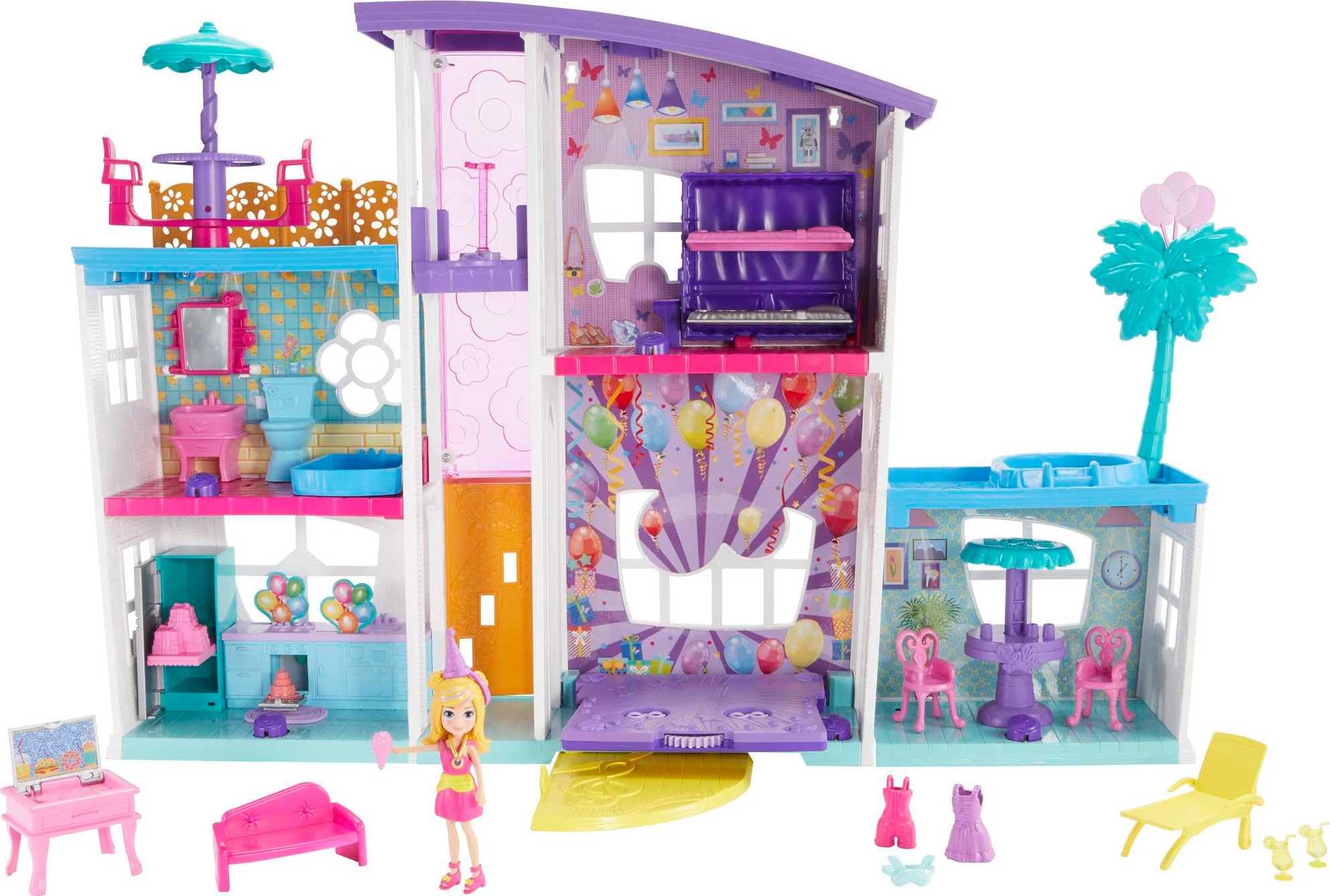 Foto 2 pulgar | Almohadilla De Fiesta Playset Polly Pocket Poppin' Con Muñeca De 7 Cm Y Cordón - Venta Internacional.