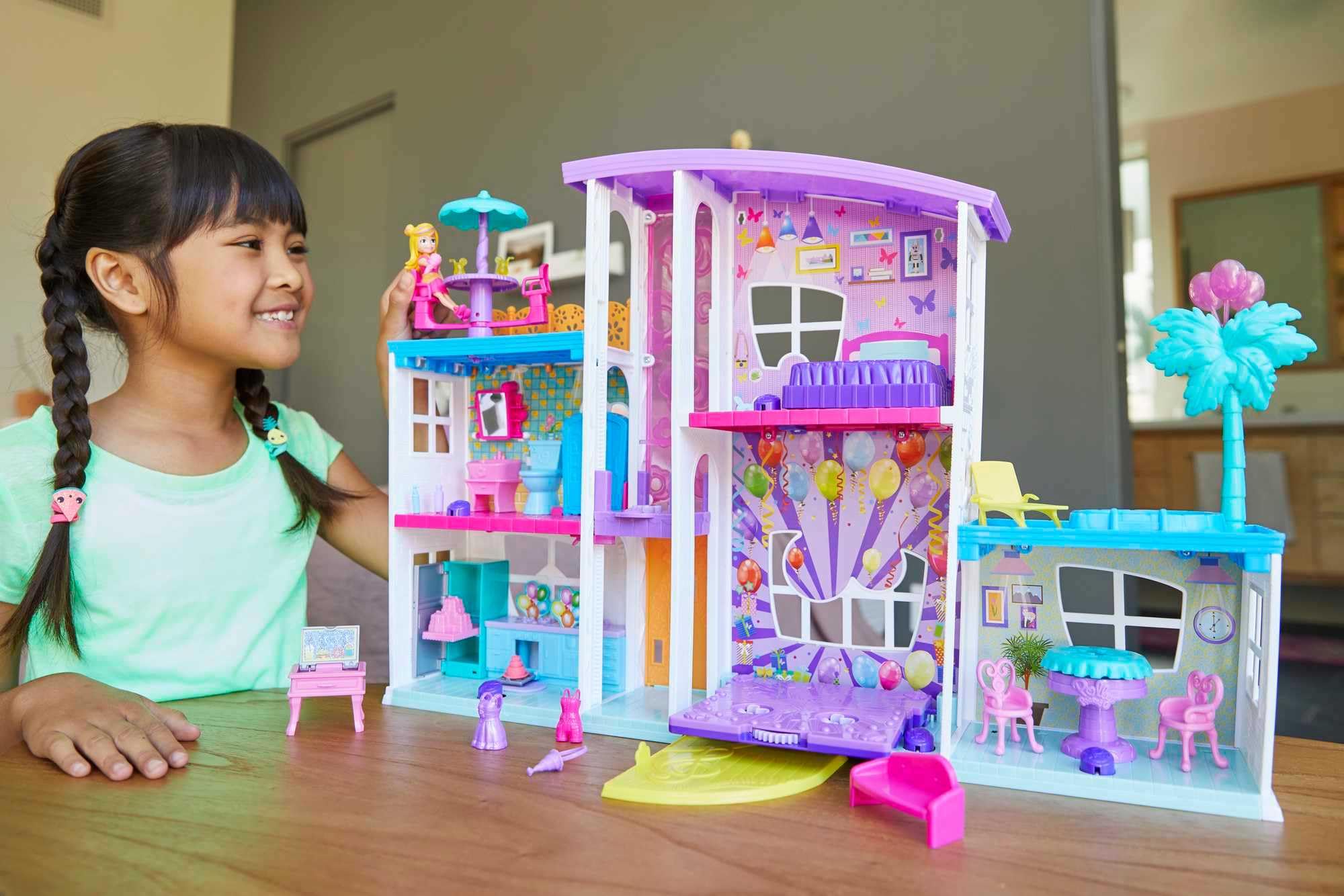 Foto 2 | Almohadilla De Fiesta Playset Polly Pocket Poppin' Con Muñeca De 7 Cm Y Cordón - Venta Internacional.