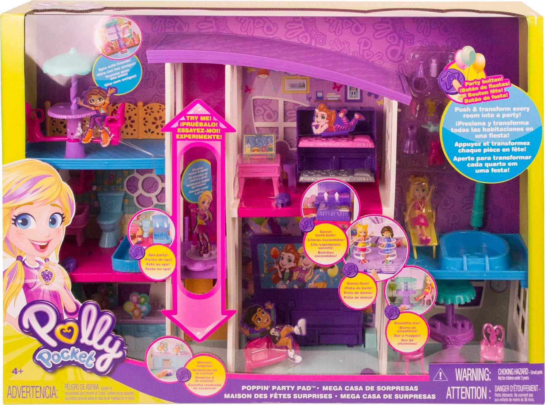 Foto 7 pulgar | Almohadilla De Fiesta Playset Polly Pocket Poppin' Con Muñeca De 7 Cm Y Cordón - Venta Internacional.