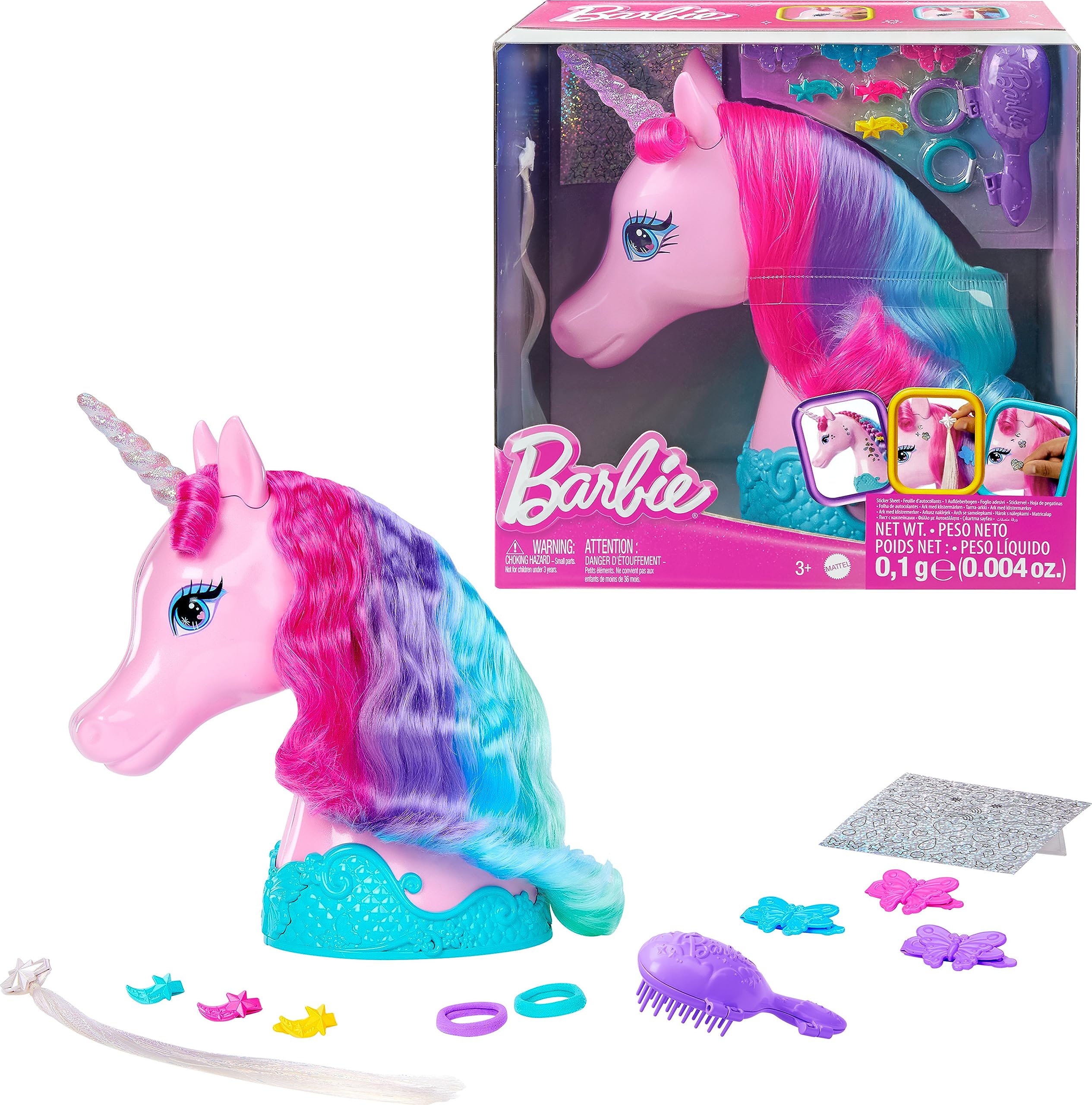 Muñeca Barbie Unicorn Styling Head Con Accesorios Y Pegatinas - Venta Internacional.