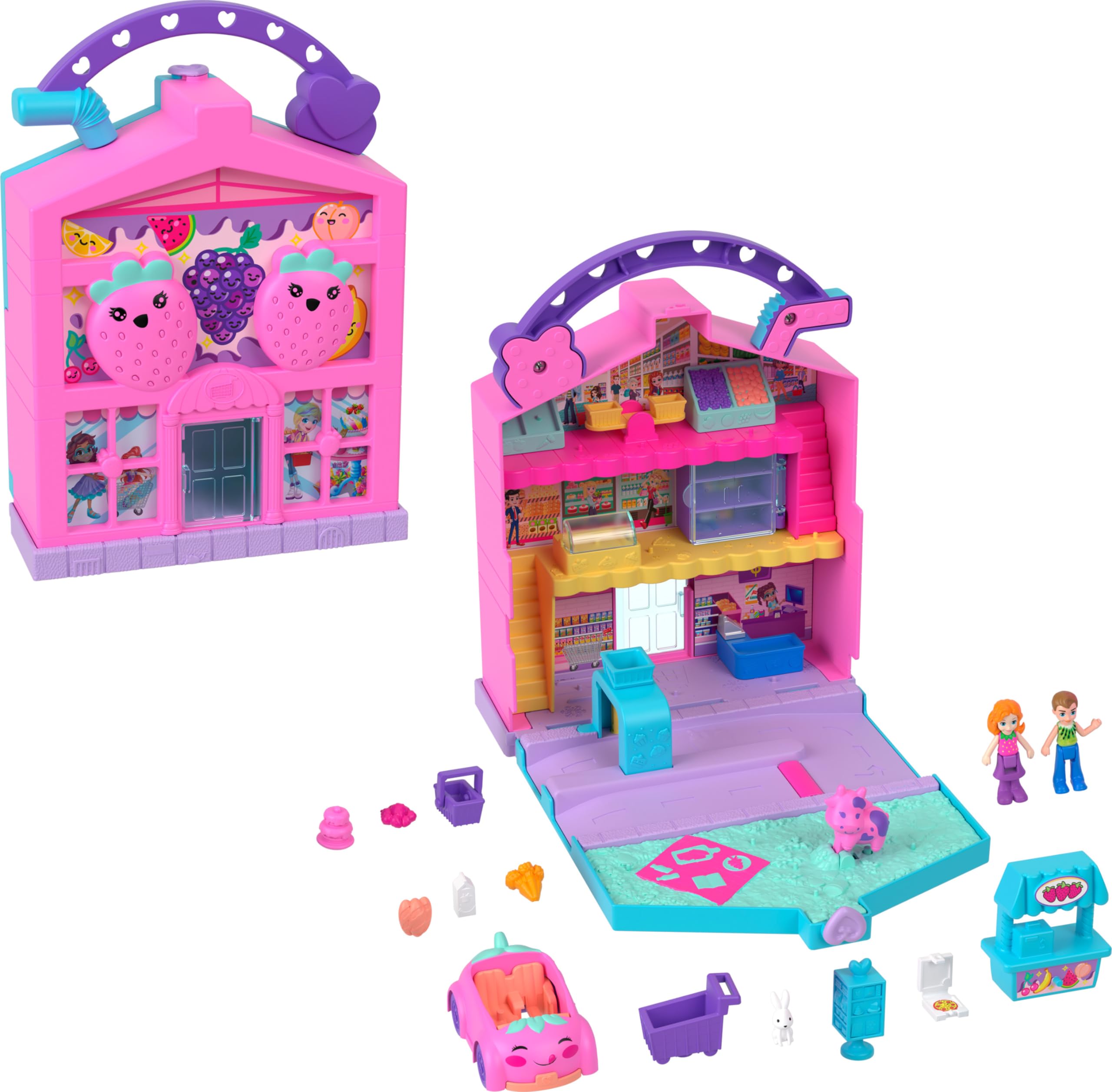 Set De Juego Polly Pocket Pollyville Fresh Market Con 2 Muñecas - Venta Internacional.