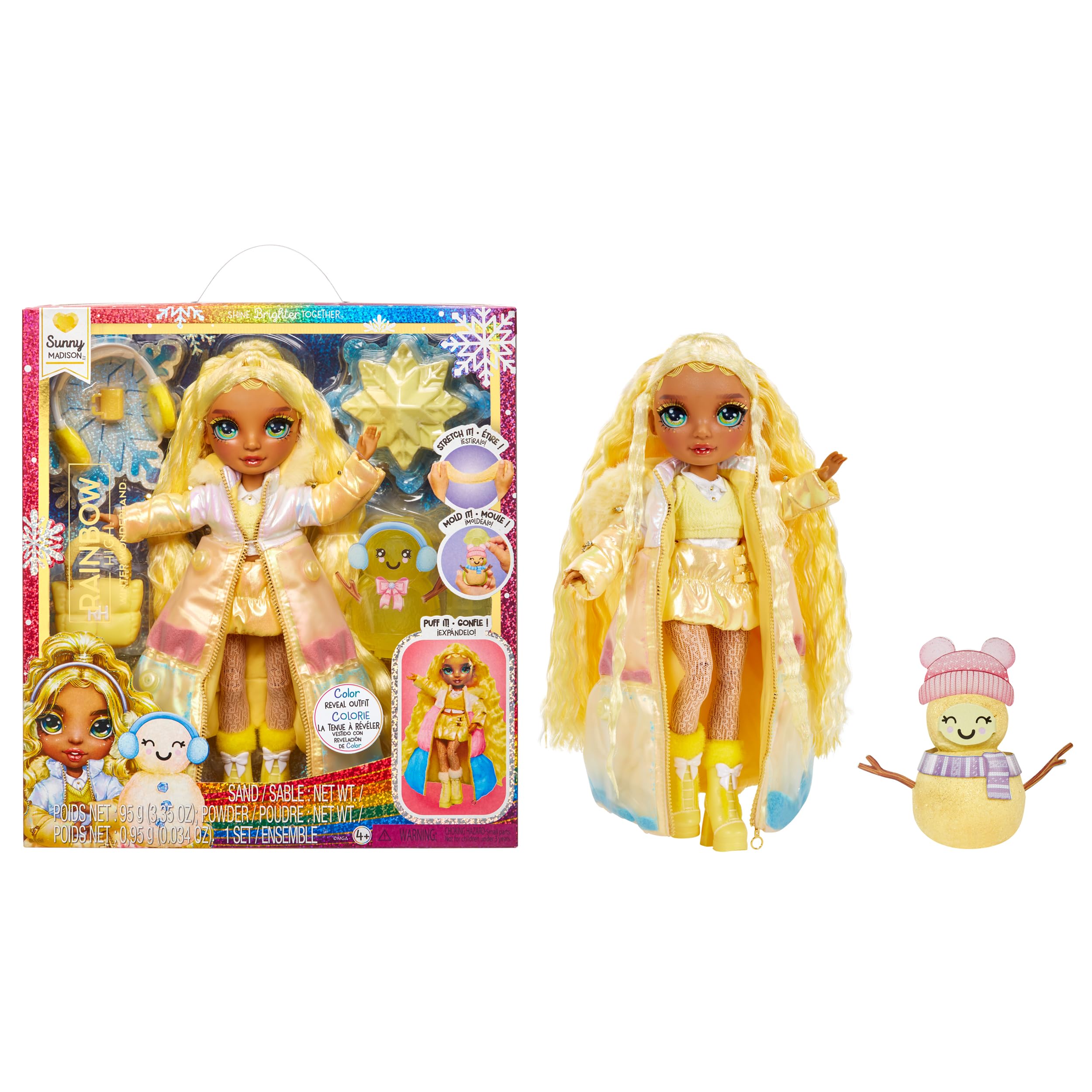 Foto 2 pulgar | Muñeca Moderna Rainbow High Winter Wonderland Sunny De 28 Cm Con Nieve - Venta Internacional.