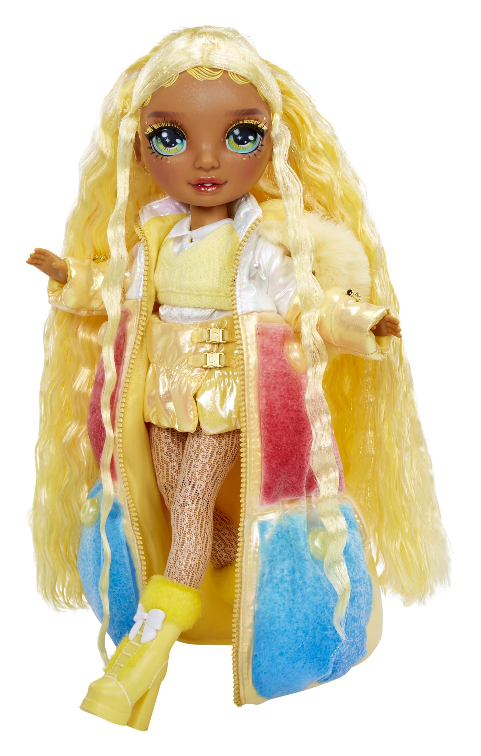 Foto 6 pulgar | Muñeca Moderna Rainbow High Winter Wonderland Sunny De 28 Cm Con Nieve - Venta Internacional.