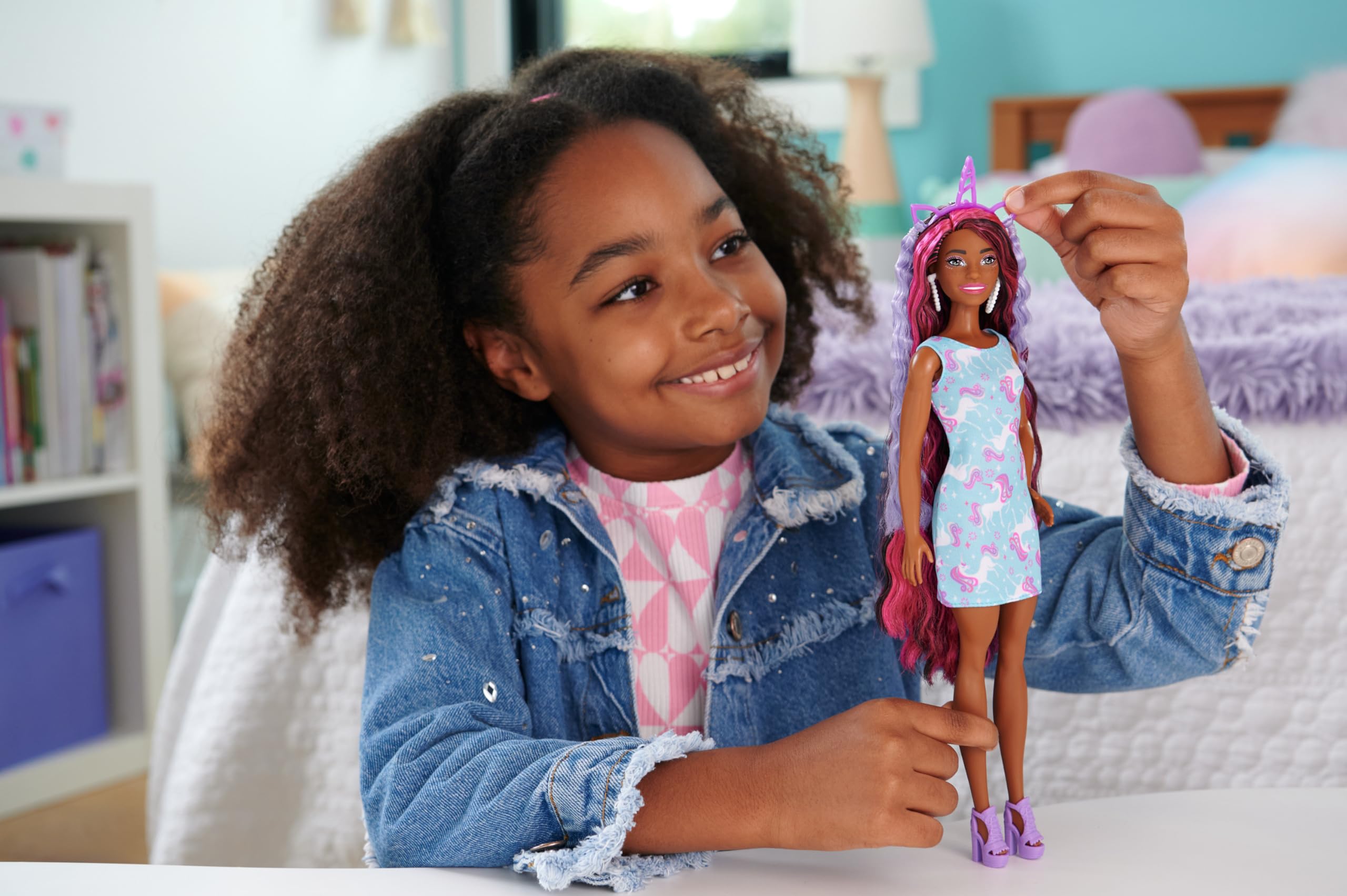 Foto 3 pulgar | Muñeca Barbie De Pelo Divertido Y Elegante Con Pelo Y Vestido Extralargos - Venta Internacional.
