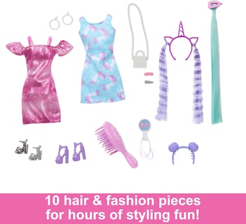 Foto 3 | Muñeca Barbie De Pelo Divertido Y Elegante Con Pelo Y Vestido Extralargos - Venta Internacional.