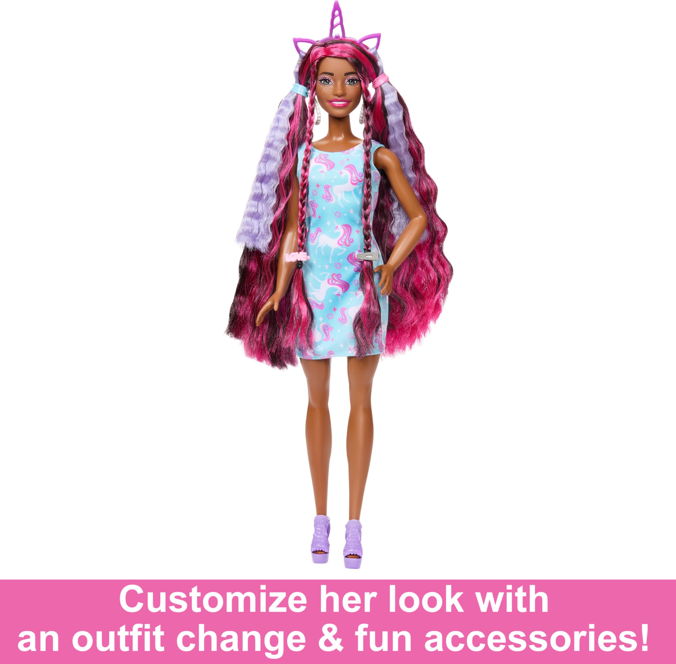 Foto 6 pulgar | Muñeca Barbie De Pelo Divertido Y Elegante Con Pelo Y Vestido Extralargos - Venta Internacional.