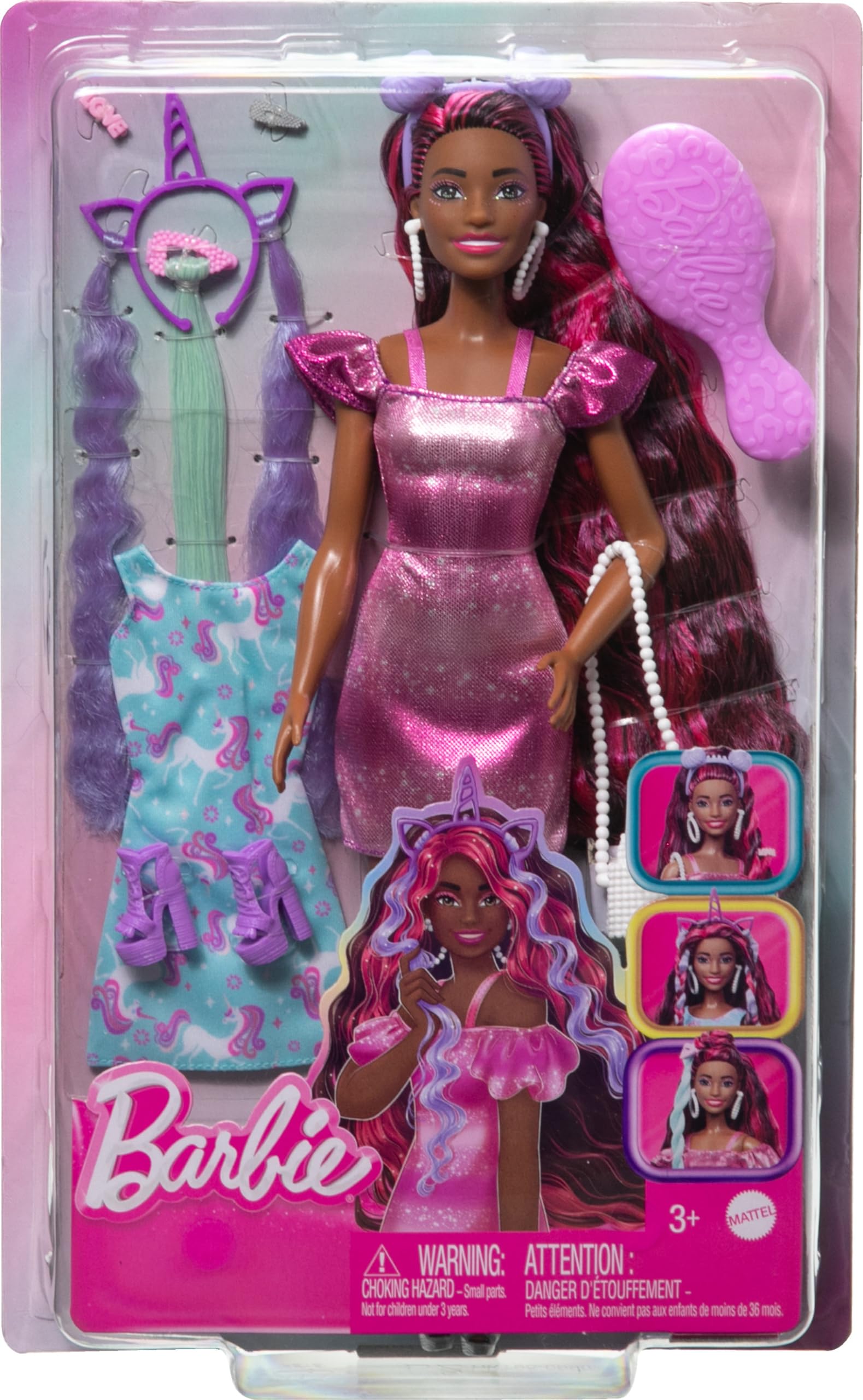 Foto 7 pulgar | Muñeca Barbie De Pelo Divertido Y Elegante Con Pelo Y Vestido Extralargos - Venta Internacional.