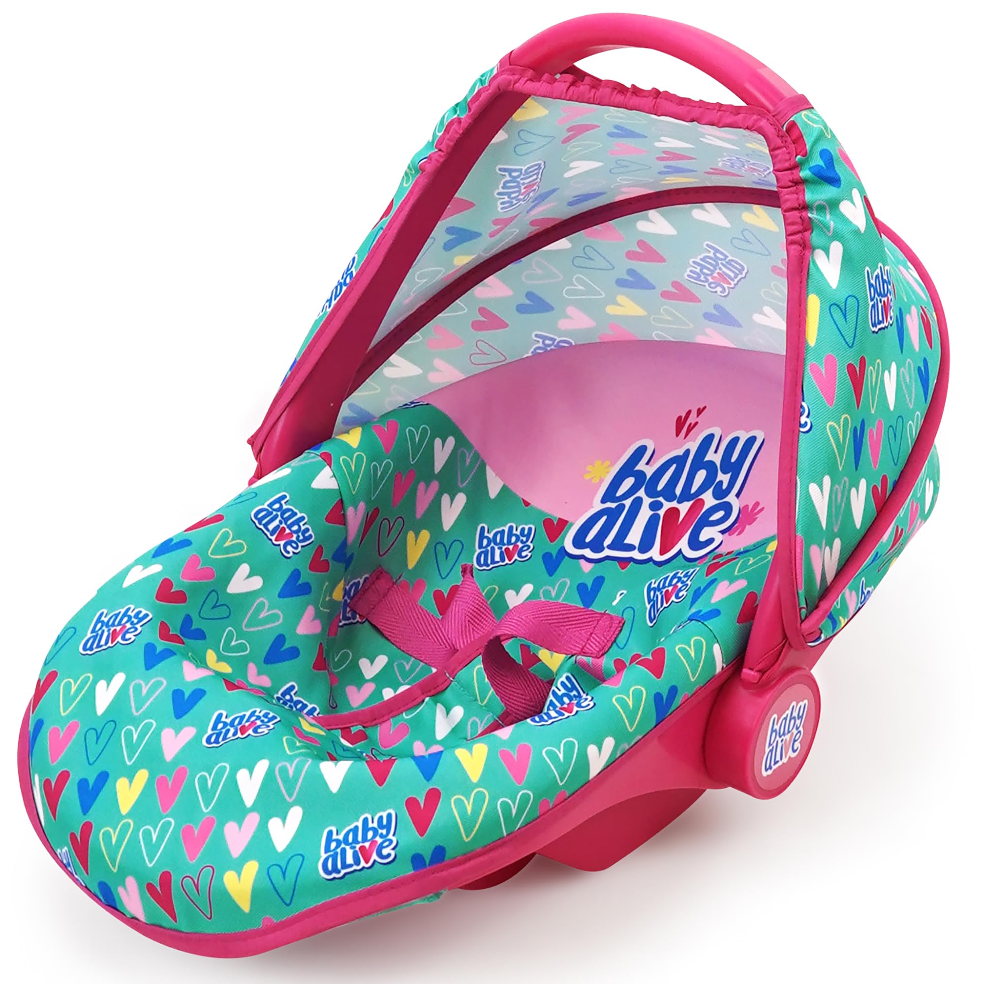 Silla De Coche Para Muñecas Baby Alive Deluxe, Verde, Rosa Y Corazones, 46 Cm, 3 O Más - Venta Internacional.