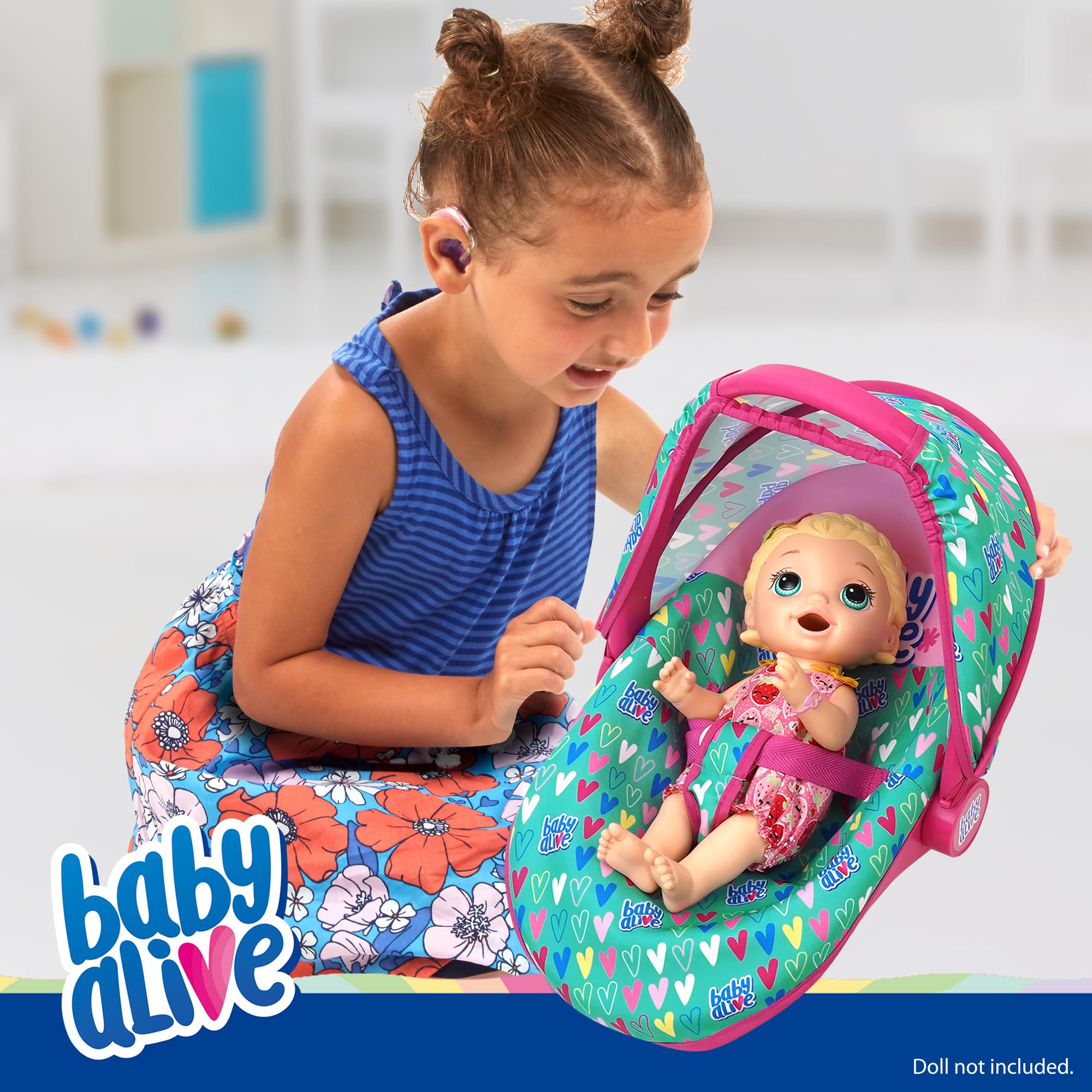 Foto 3 pulgar | Silla De Coche Para Muñecas Baby Alive Deluxe, Verde, Rosa Y Corazones, 46 Cm, 3 O Más - Venta Internacional.