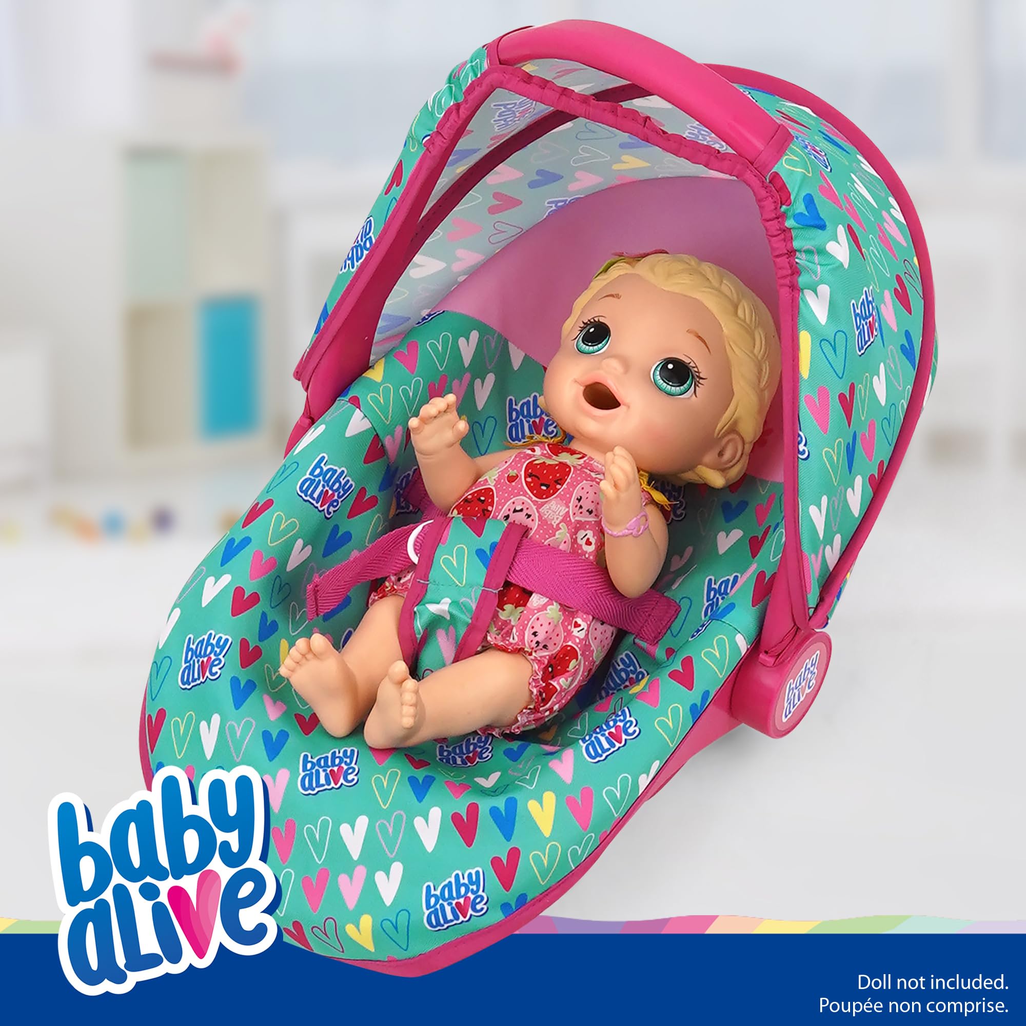 Foto 4 pulgar | Silla De Coche Para Muñecas Baby Alive Deluxe, Verde, Rosa Y Corazones, 46 Cm, 3 O Más - Venta Internacional.