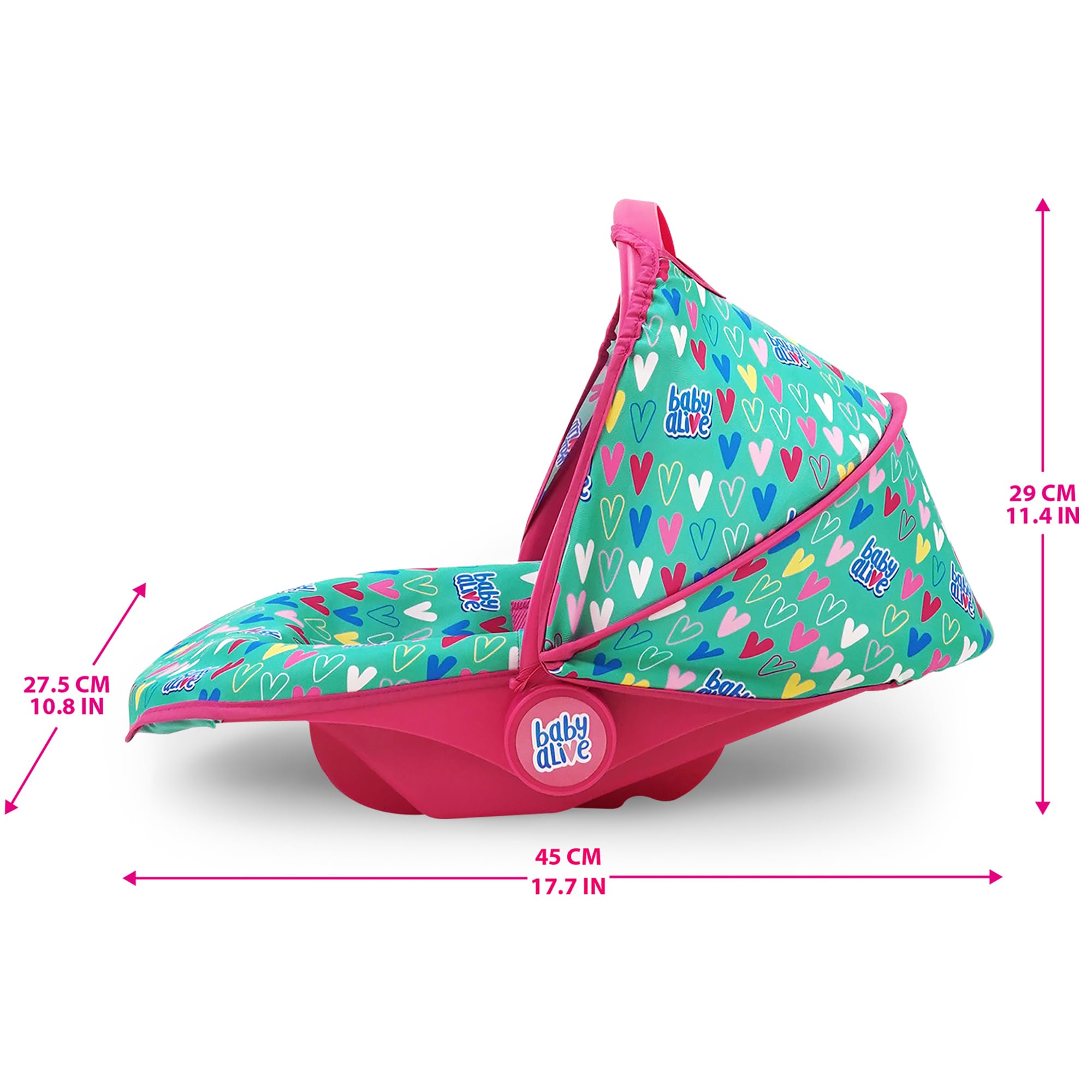 Foto 5 pulgar | Silla De Coche Para Muñecas Baby Alive Deluxe, Verde, Rosa Y Corazones, 46 Cm, 3 O Más - Venta Internacional.