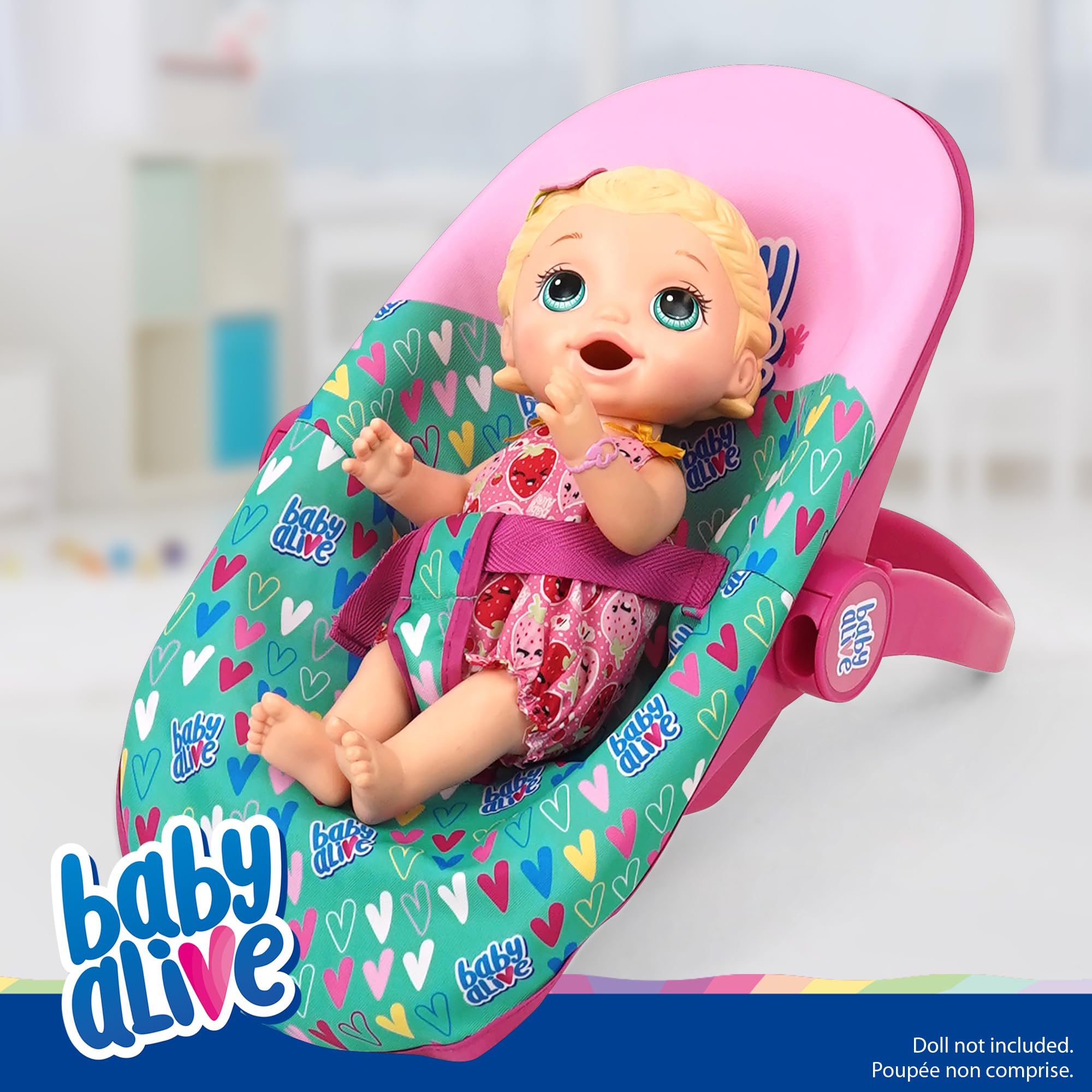 Foto 6 pulgar | Silla De Coche Para Muñecas Baby Alive Deluxe, Verde, Rosa Y Corazones, 46 Cm, 3 O Más - Venta Internacional.