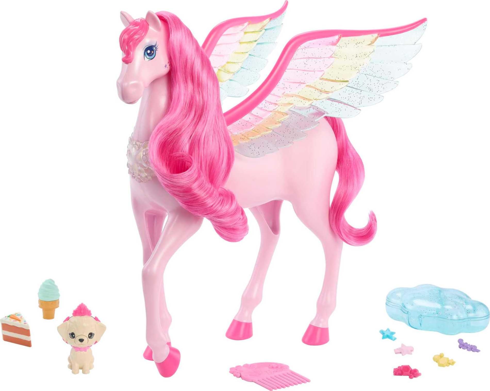 Foto 2 pulgar | Muñeca Barbie De Juguete Pegasus Con Forma De Caballo Alado Rosa Con 10 Accesorios - Venta Internacional.