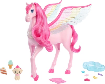 Foto 1 | Muñeca Barbie De Juguete Pegasus Con Forma De Caballo Alado Rosa Con 10 Accesorios - Venta Internacional.