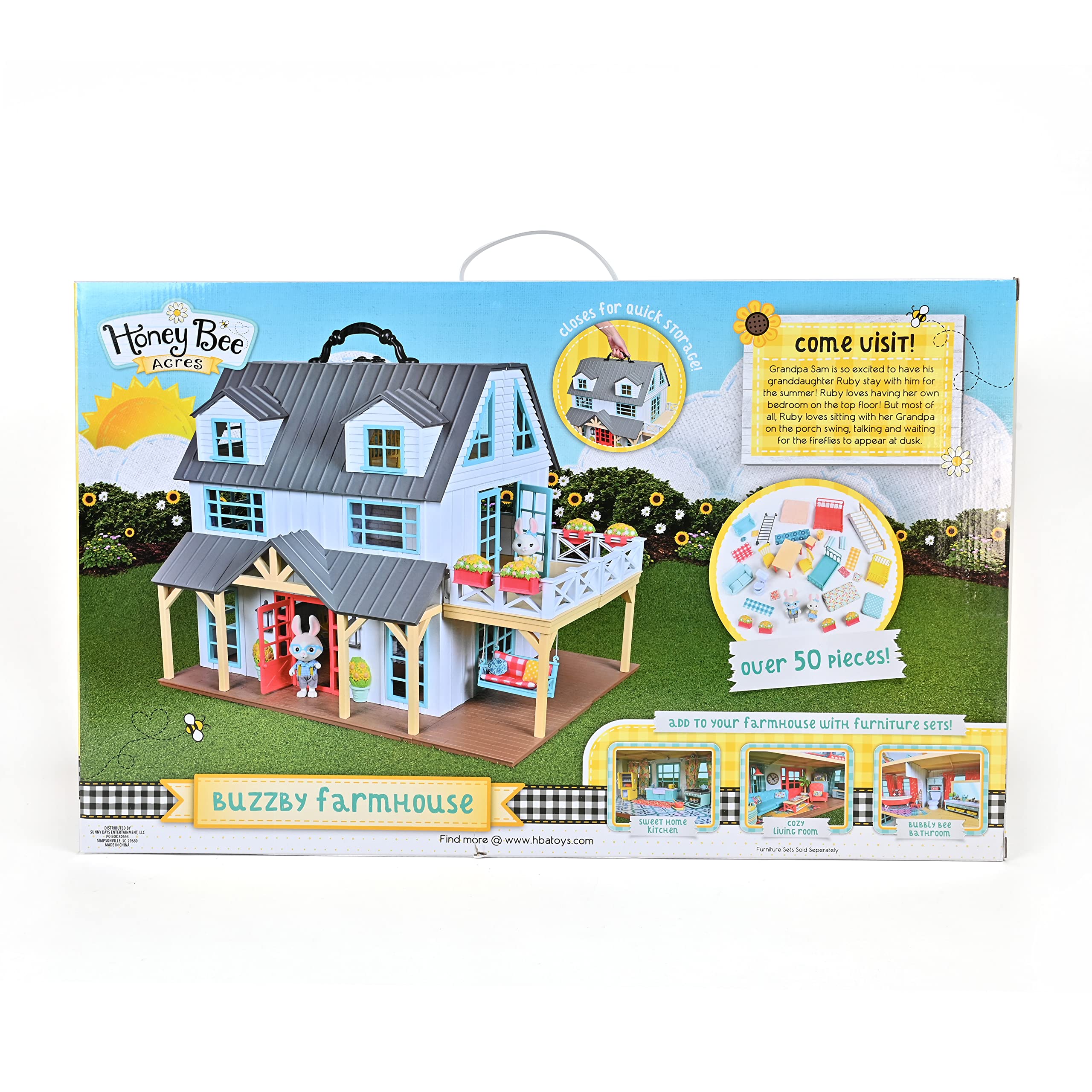 Foto 8 pulgar | Casa De Muñecas Sunny Days Honey Bee Acres Buzzby Farmhouse 38 Cm - Venta Internacional.