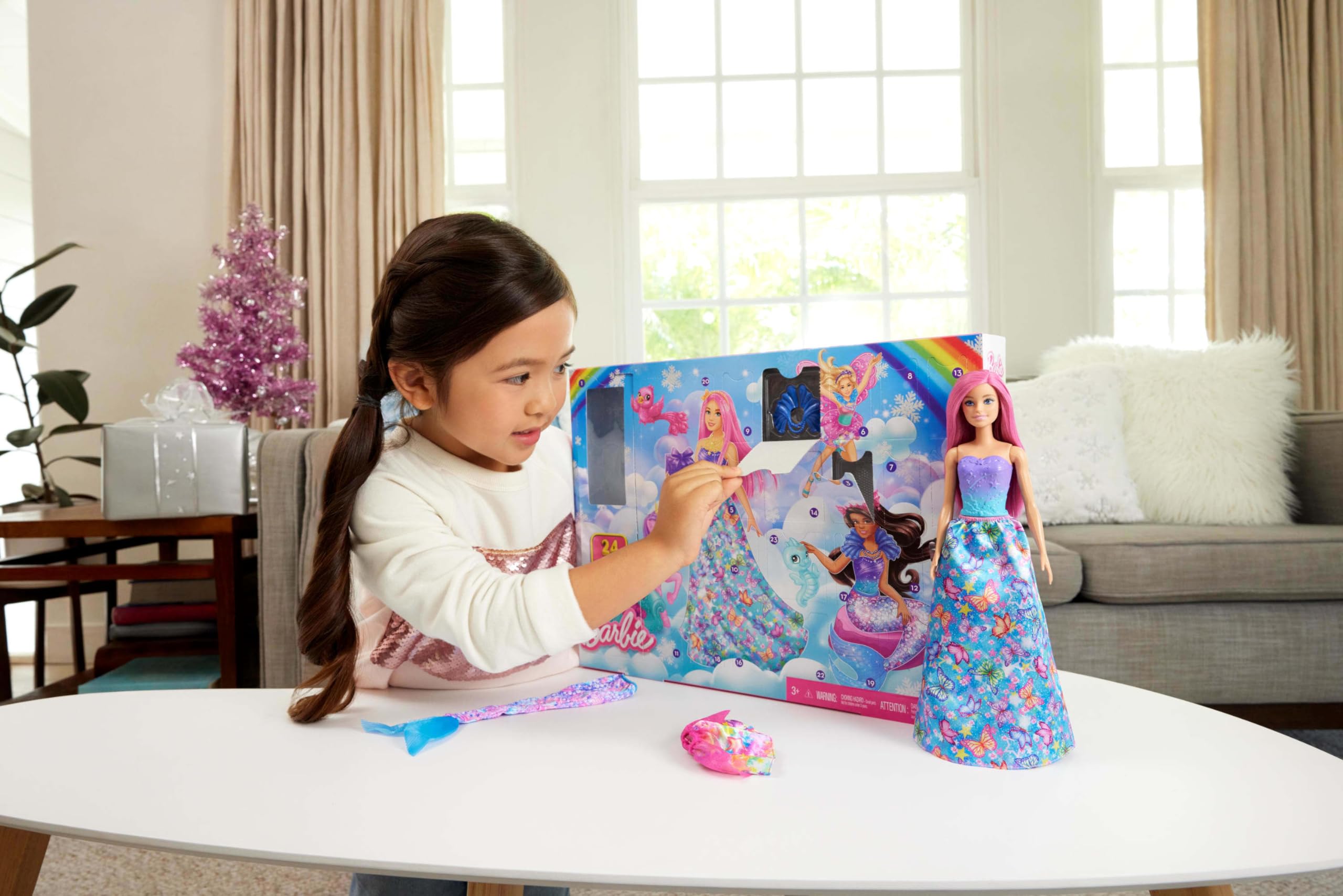 Foto 2 | Calendario De Adviento Barbie Con Muñeca Y 24 Accesorios De Unicornio Y Mascotas - Venta Internacional.