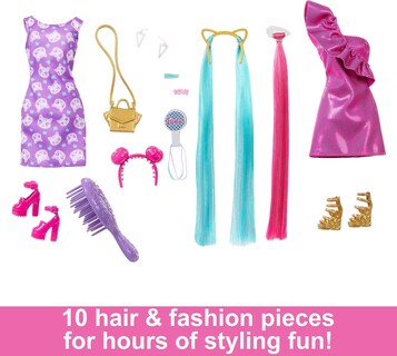 Foto 3 | Muñeca Barbie De Cabello Divertido Y Elegante Con Cabello Rubio Extralargo - Venta Internacional.