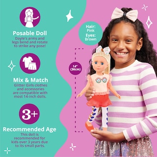 Foto 4 | Muñeca Moderna Con Purpurina Para Niñas, 14 Pulgadas, Con Ropa De Más De 3 Años - Venta Internacional.