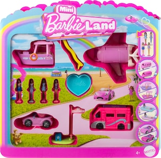 Foto 1 | Set De Juguetes Barbie Mini Barbieland Con 4 Minimuñecas Y 4 Vehículos - Venta Internacional.