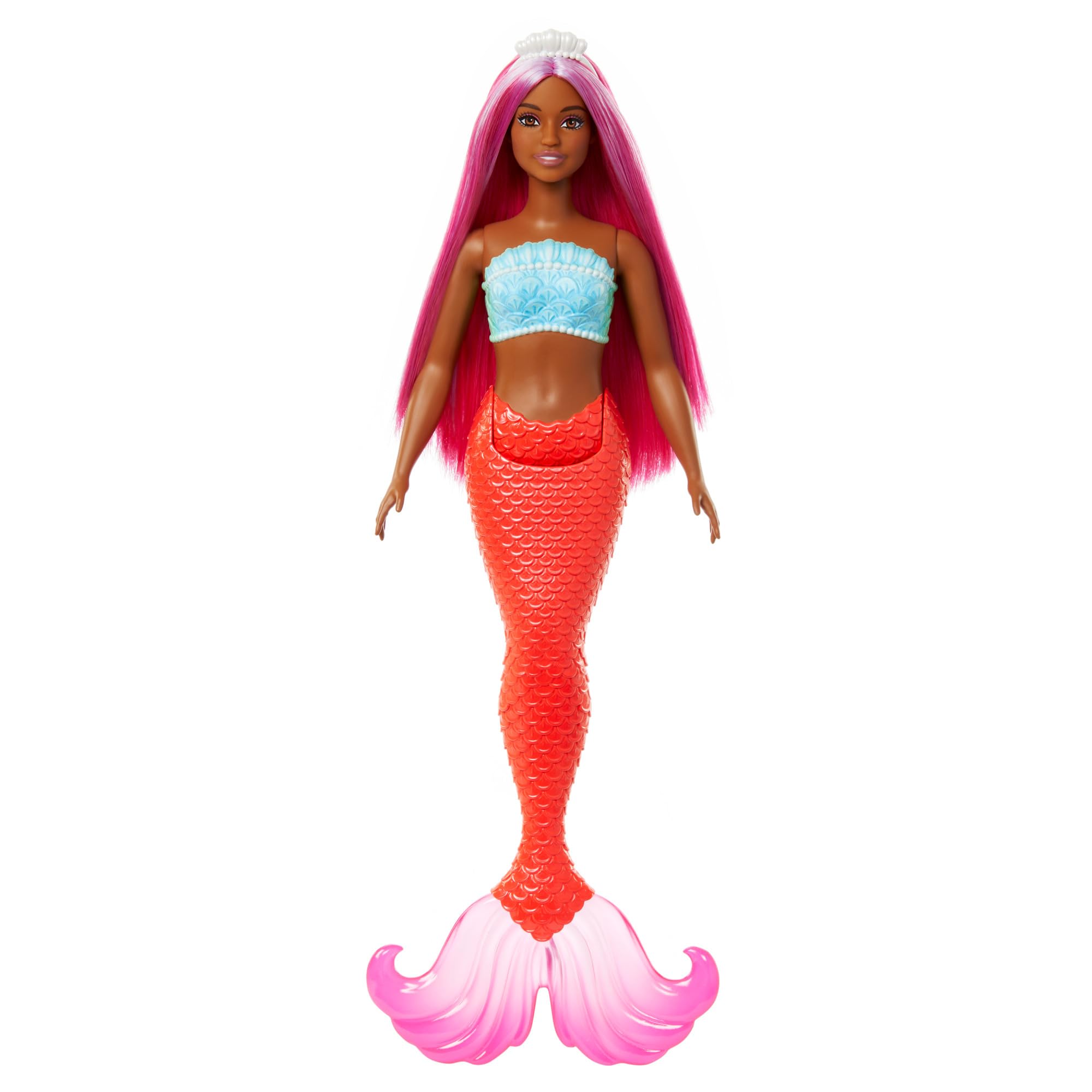 Muñeca Barbie Sirena Con Pelo Y Diadema De Fantasía De Color Magenta - Venta Internacional.