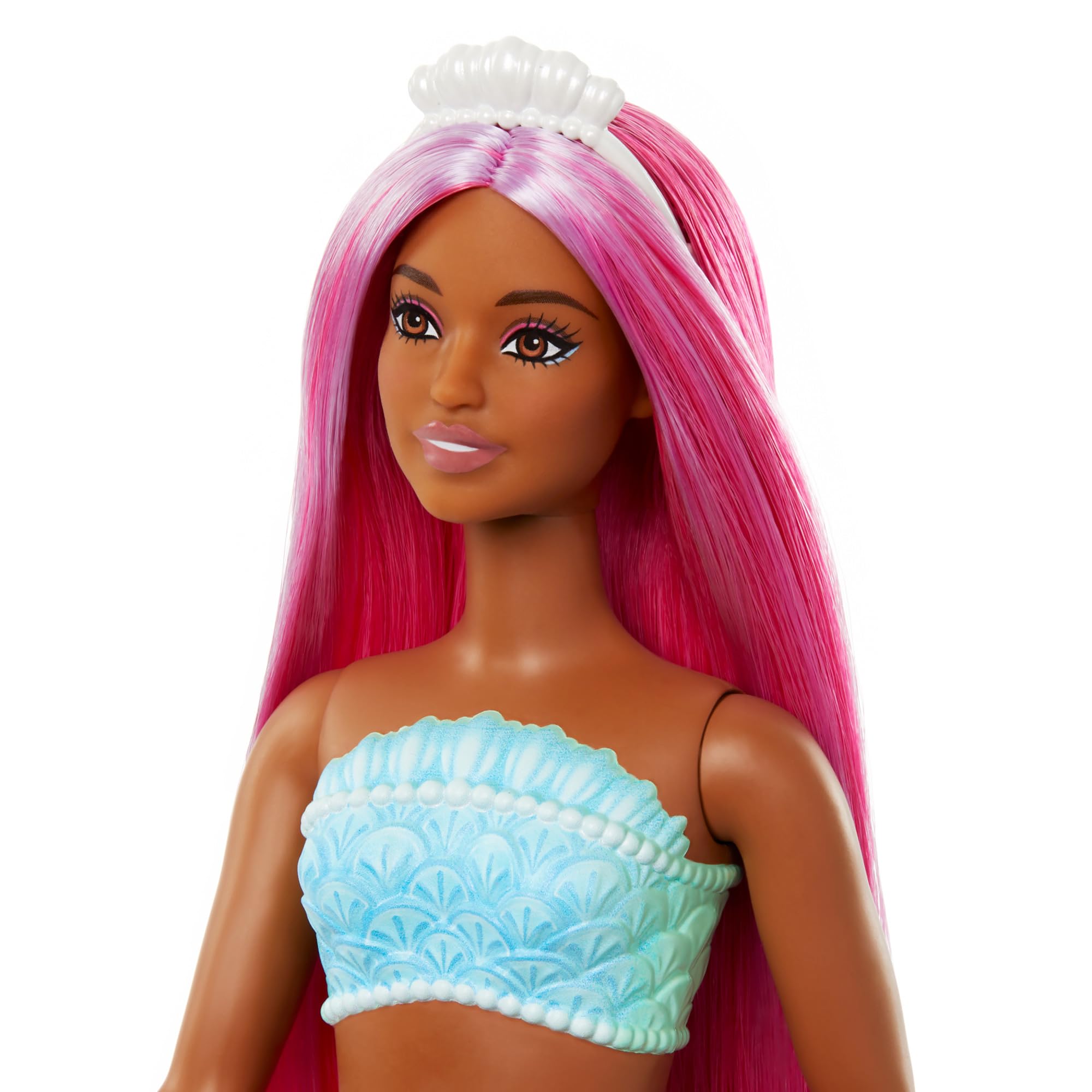 Foto 3 pulgar | Muñeca Barbie Sirena Con Pelo Y Diadema De Fantasía De Color Magenta - Venta Internacional.