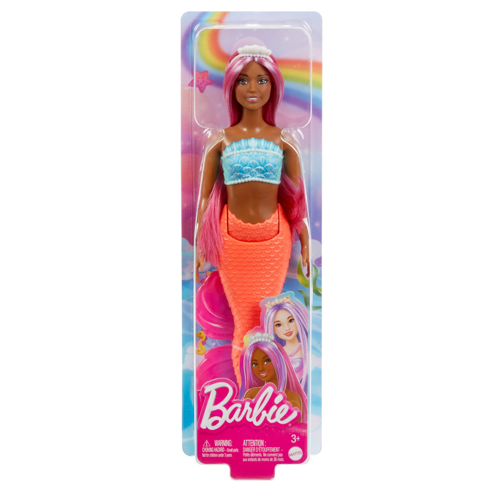 Foto 7 pulgar | Muñeca Barbie Sirena Con Pelo Y Diadema De Fantasía De Color Magenta - Venta Internacional.