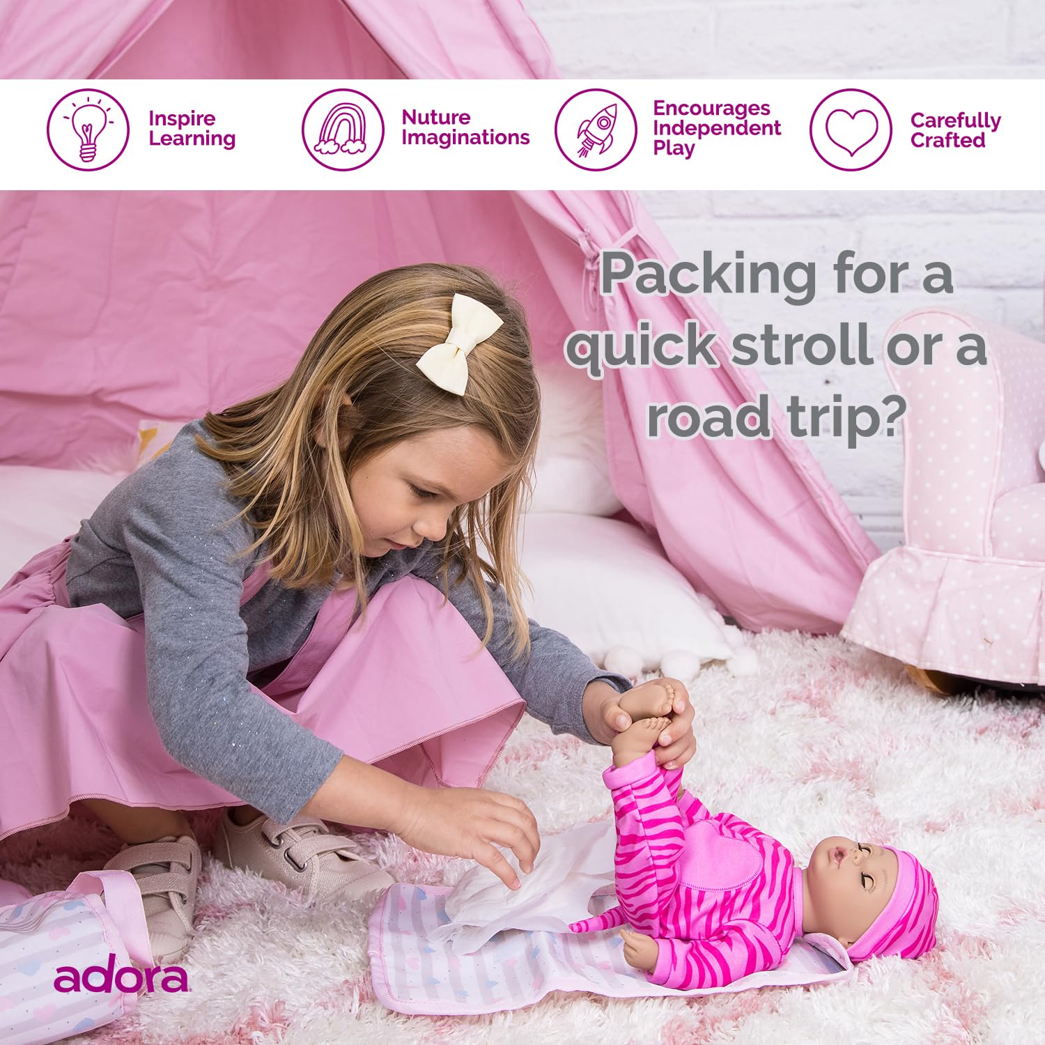 Foto 4 pulgar | Bolsa De Pañales Adora Baby Doll Con Cambiador Y 2 Pañales - Venta Internacional.