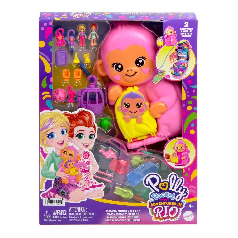 Muñecas De Bolsillo Polly De Playset Con Mascotas, 2 En 1 Para Mamá, Mono Y Bebé - Venta Internacional.