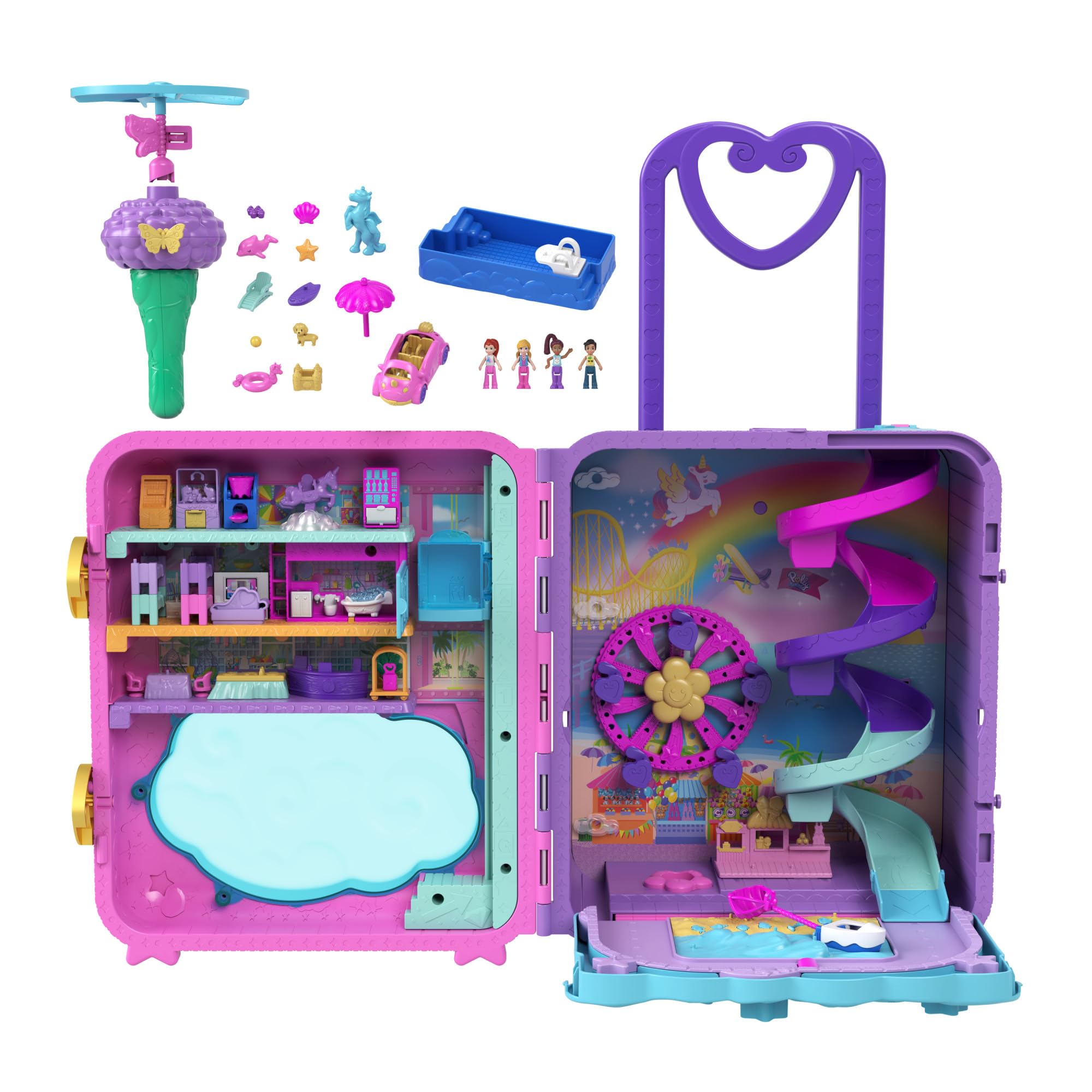 Set De Juego Polly Pocket Pollyville Resort Con 4 Muñecas Y Un Coche - Venta Internacional.