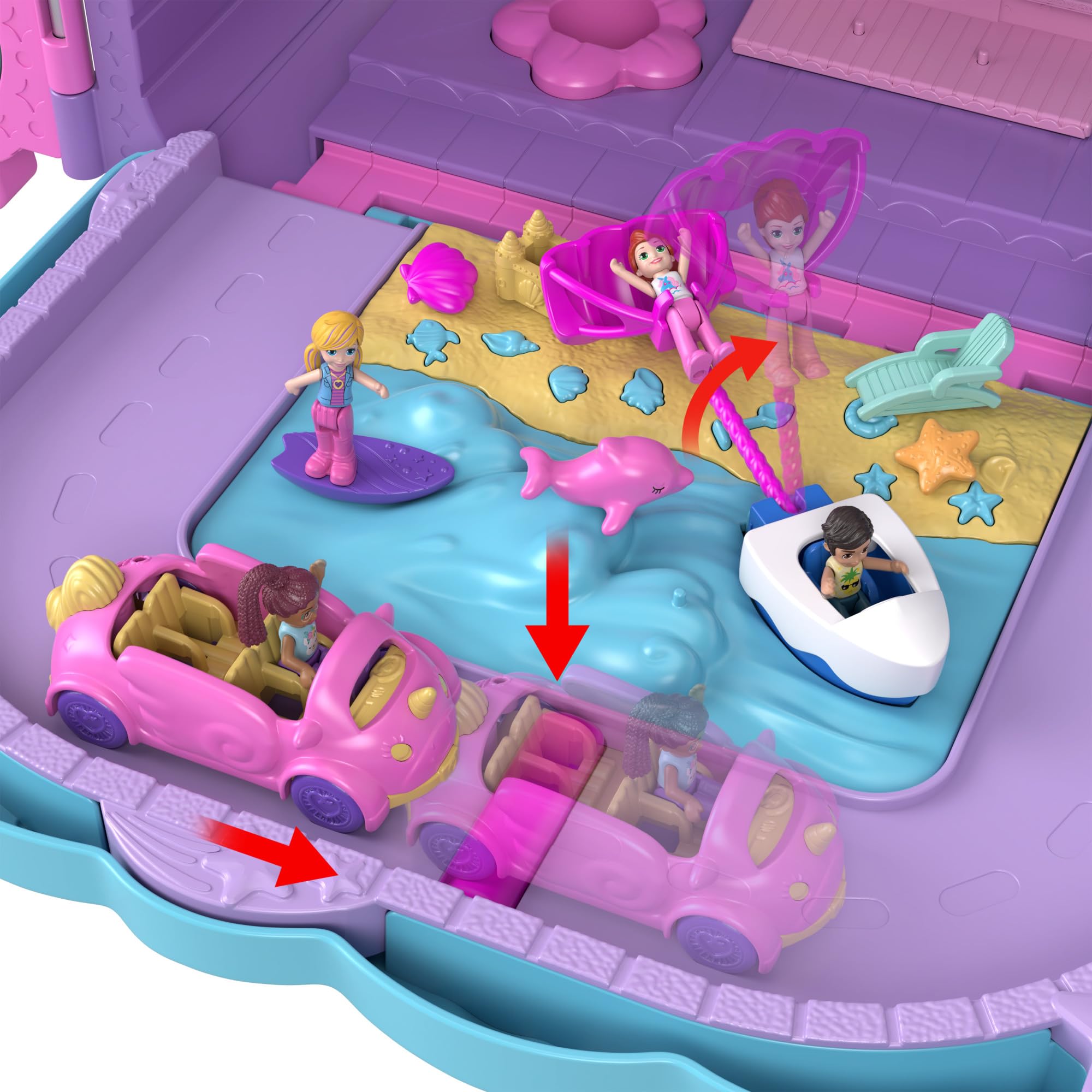 Foto 4 pulgar | Set De Juego Polly Pocket Pollyville Resort Con 4 Muñecas Y Un Coche - Venta Internacional.