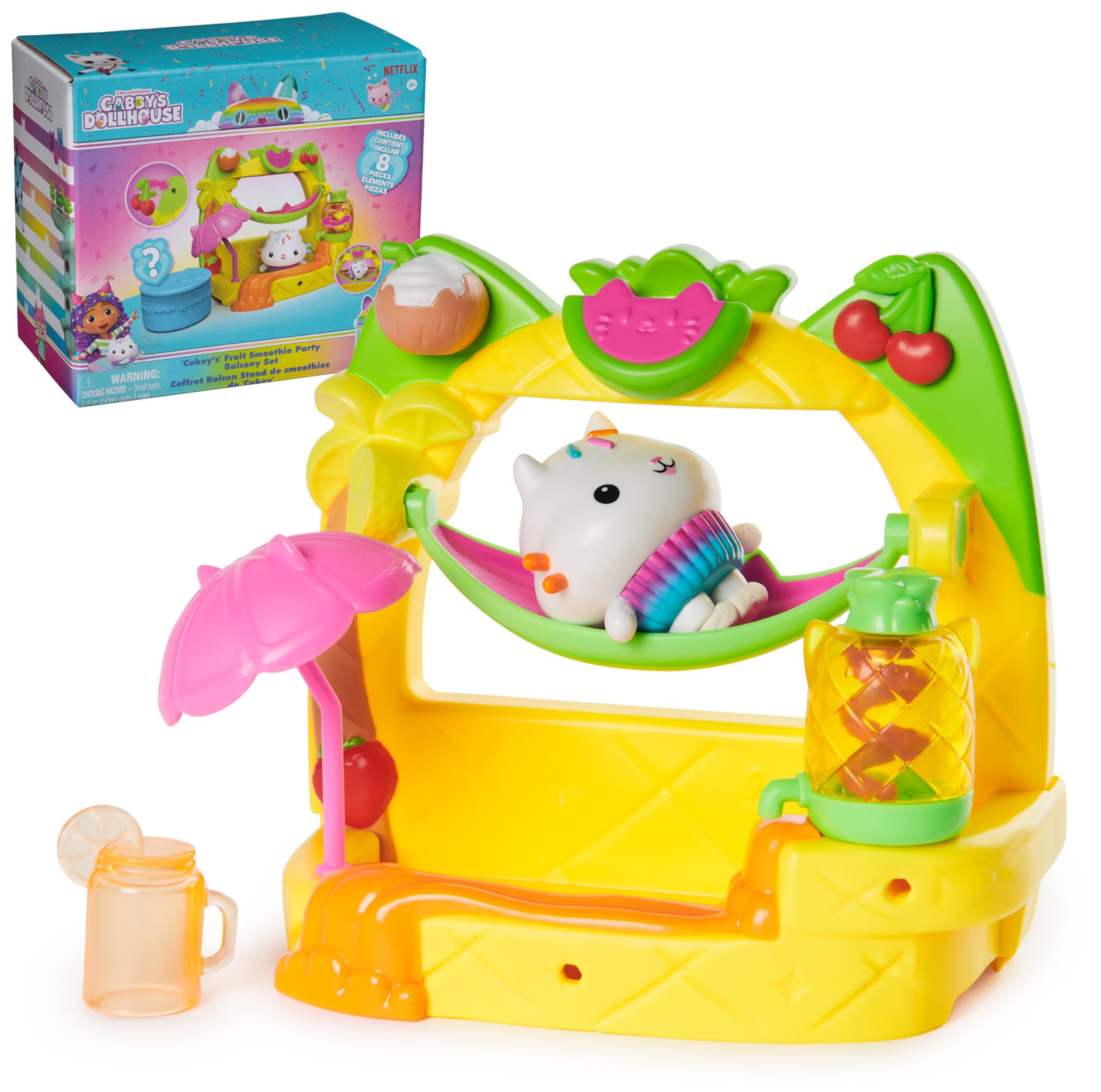 Batido De Frutas Playset Gabby's Dollhouse Cakey's Para Balcón, 8 Unidades - Venta Internacional.