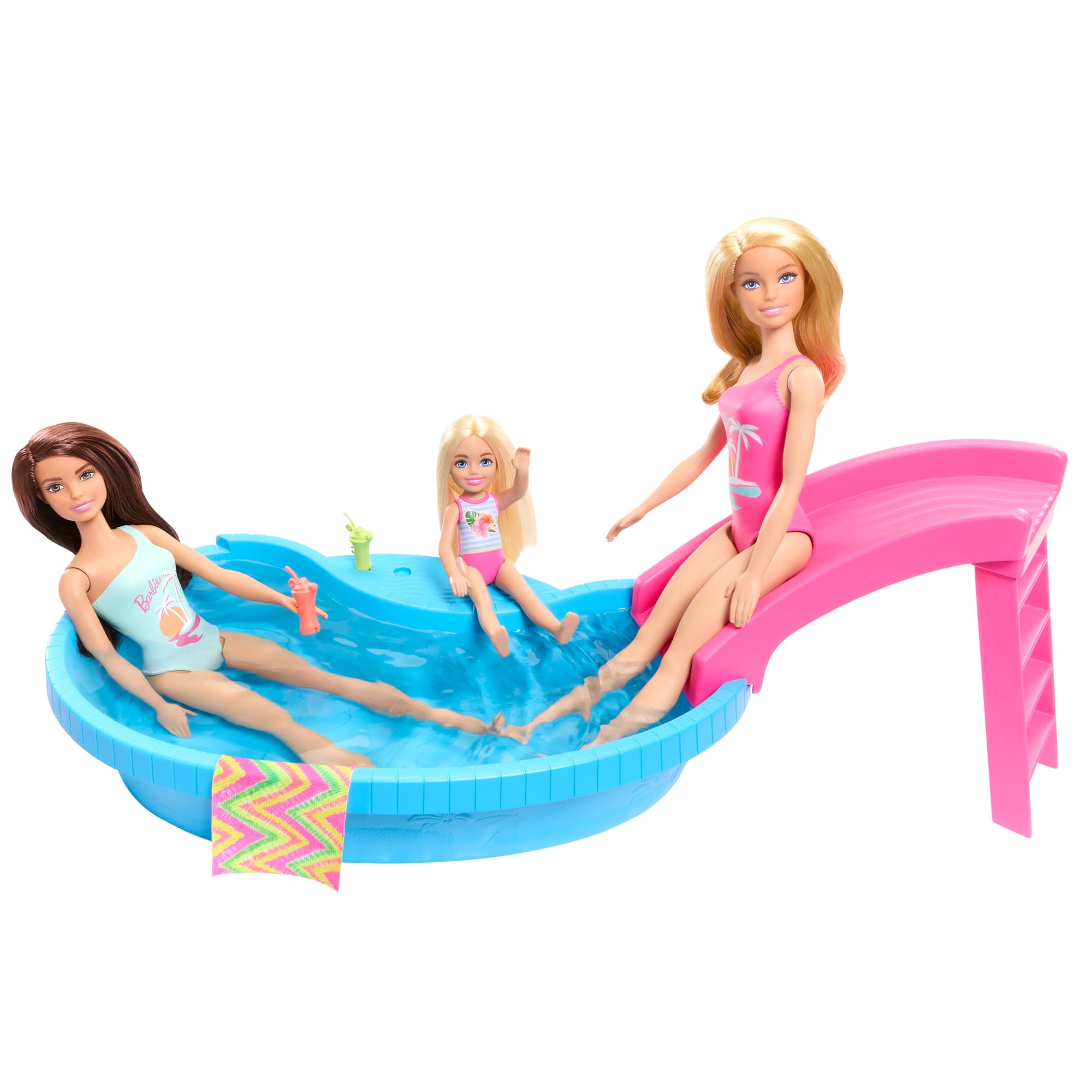 Foto 4 pulgar | Playset Barbie Doll & Pool Con Acceso A Tobogán, Toalla Y Bebida. - Venta Internacional.