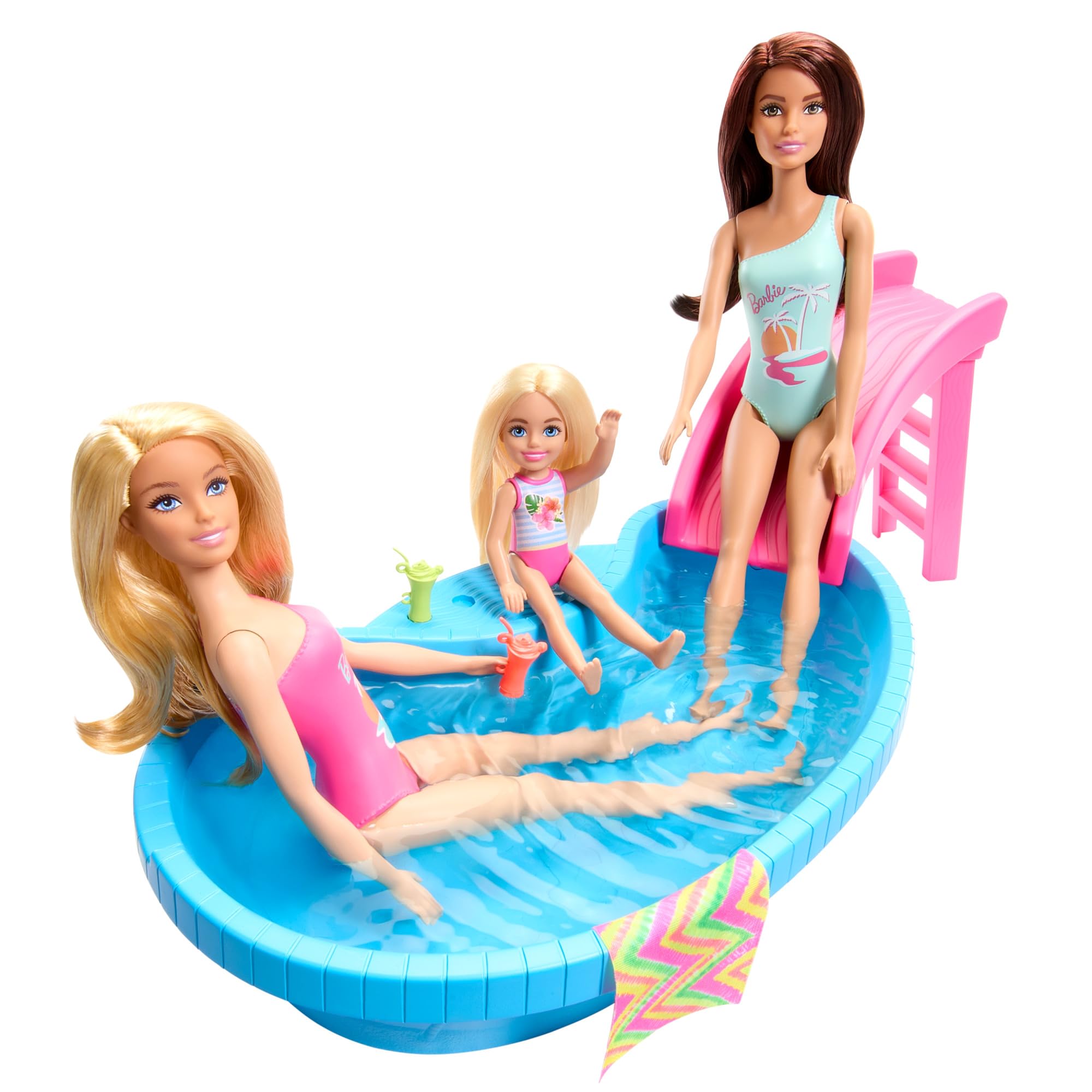 Foto 5 pulgar | Playset Barbie Doll & Pool Con Acceso A Tobogán, Toalla Y Bebida. - Venta Internacional.