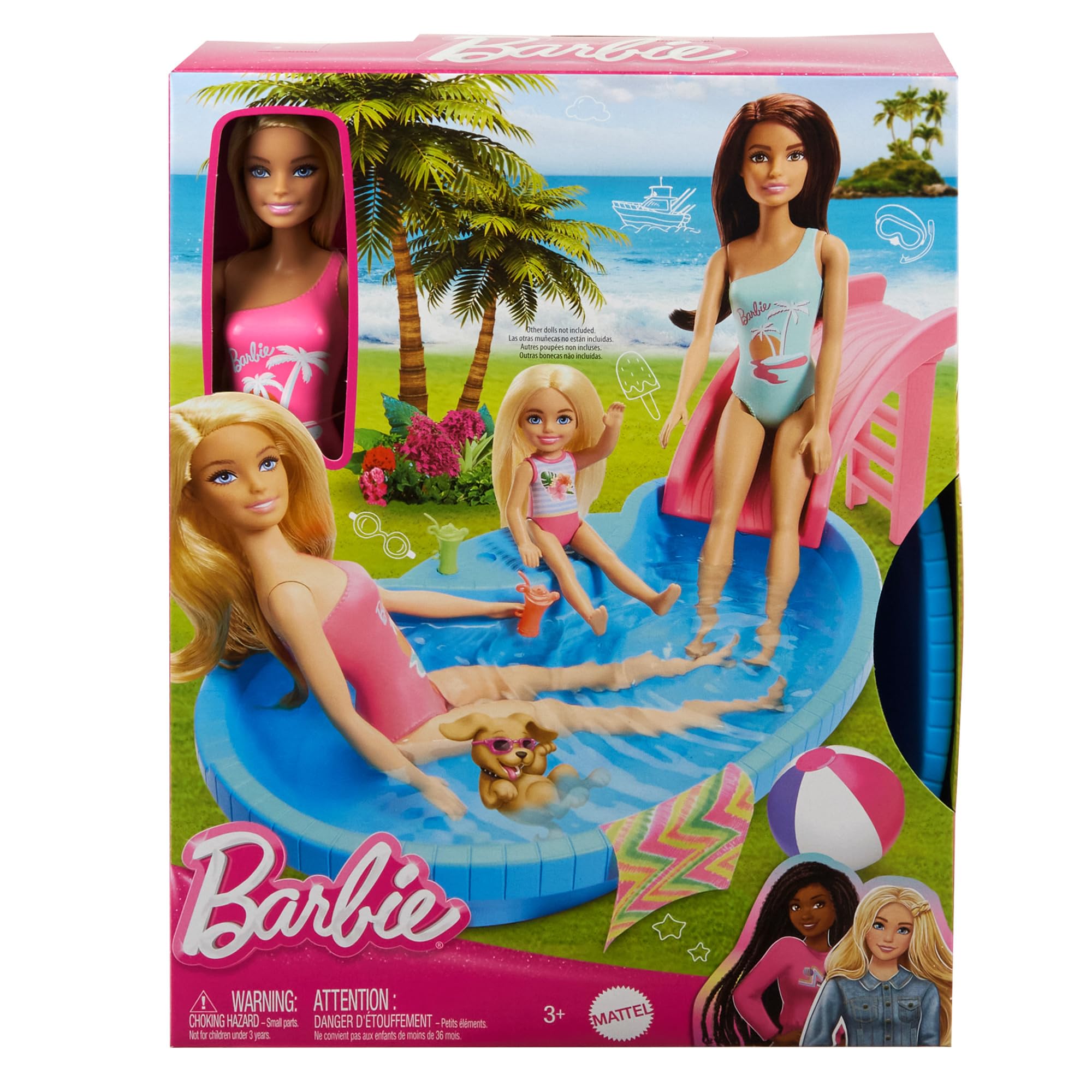 Foto 7 pulgar | Playset Barbie Doll & Pool Con Acceso A Tobogán, Toalla Y Bebida. - Venta Internacional.