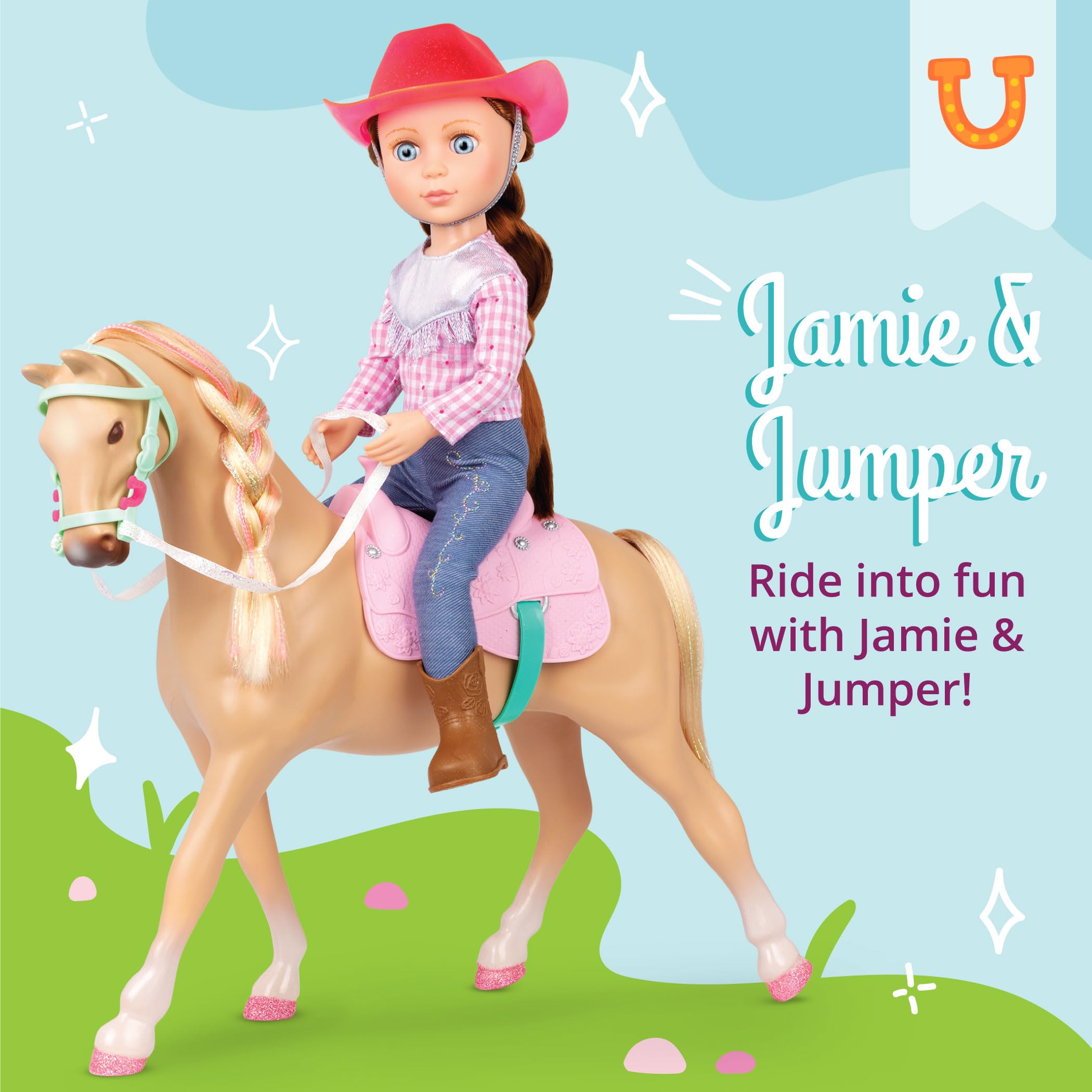 Foto 3 pulgar | Muñeca De Juguete Con Purpurina Para Niñas Jaime & Jumper Horse, 35 Cm, Con Ropa Para Más De 3 - Venta Internacional.