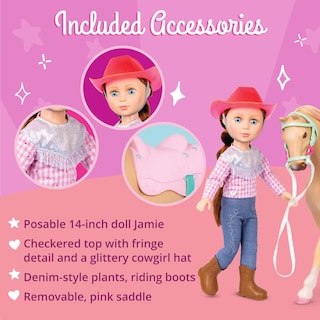 Foto 3 | Muñeca De Juguete Con Purpurina Para Niñas Jaime & Jumper Horse, 35 Cm, Con Ropa Para Más De 3 - Venta Internacional.