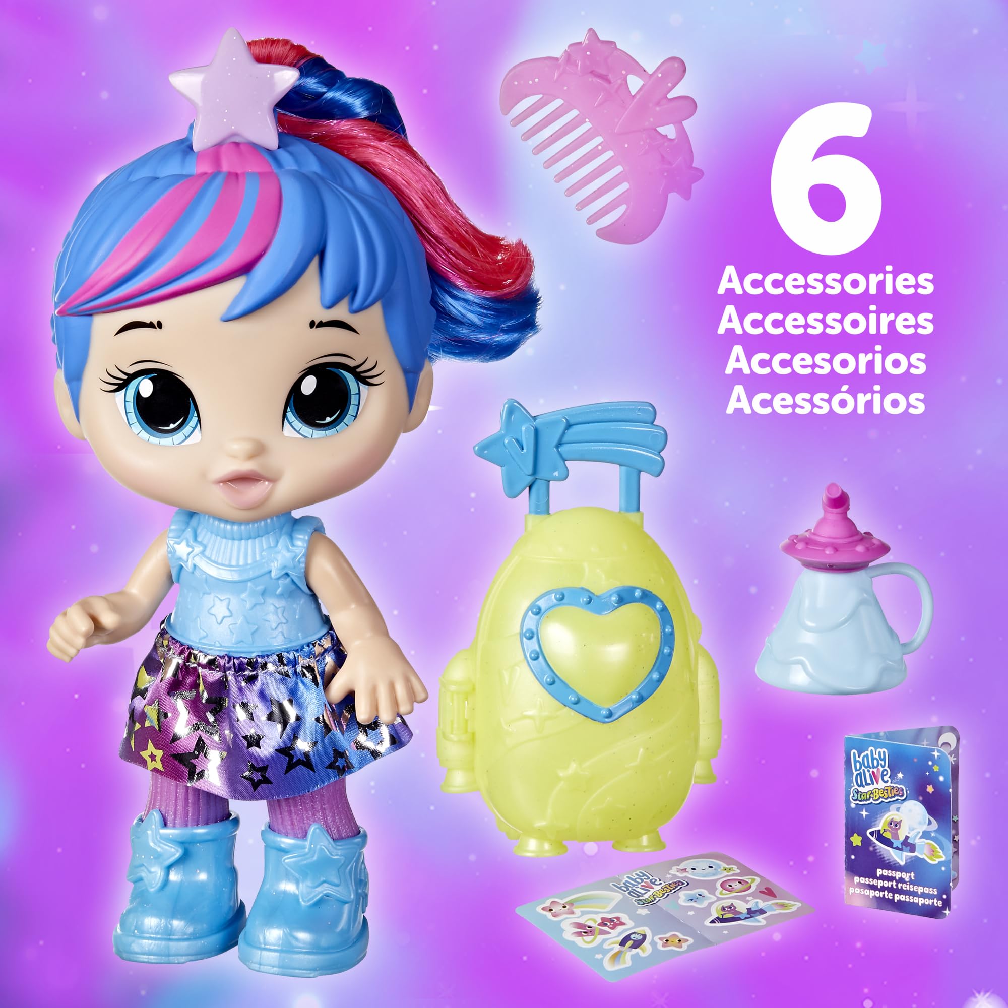 Foto 8 pulgar | Muñeca Baby Alive Star Besties Stellar Skylar De 20 Cm Con Acceso. - Venta Internacional.