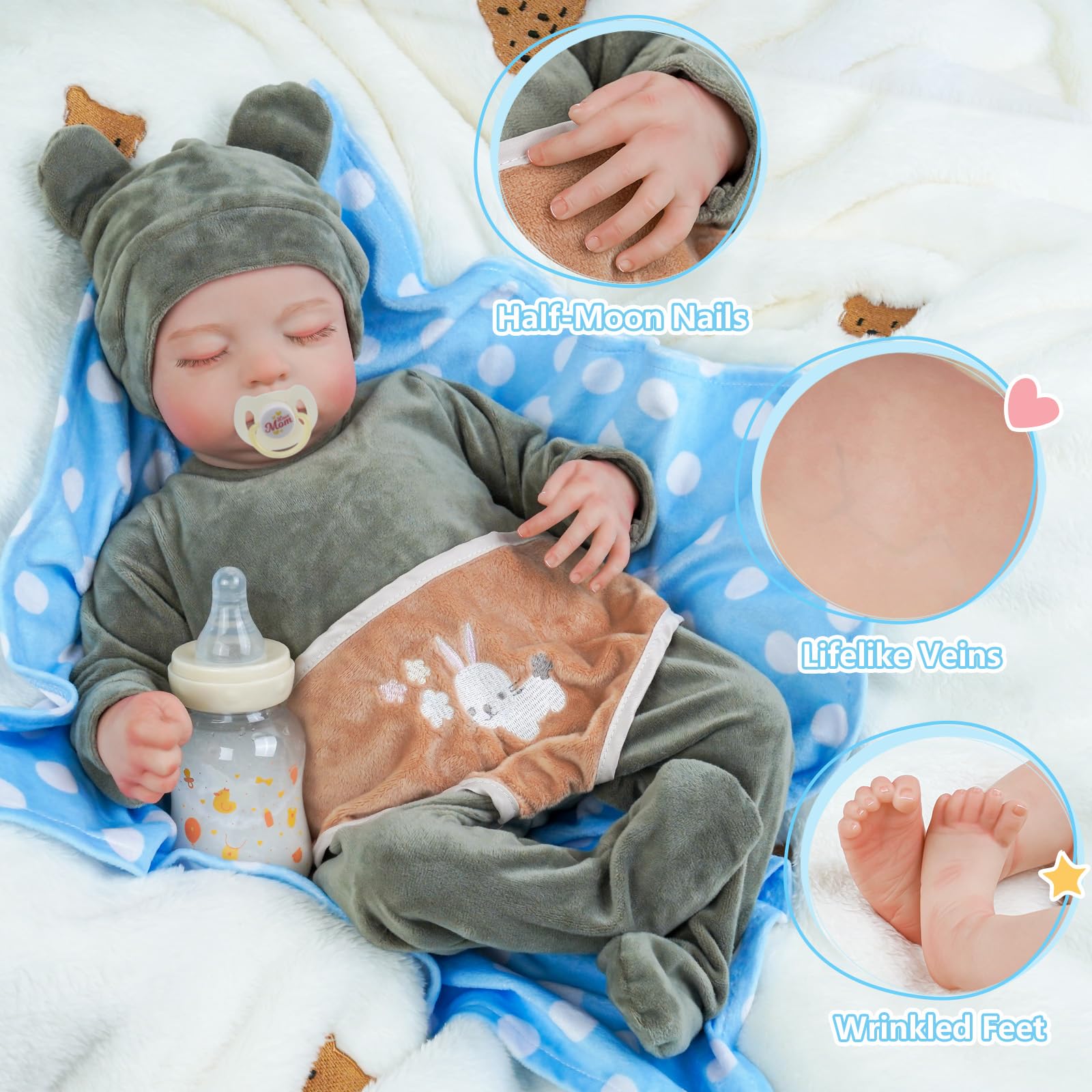 Foto 3 pulgar | Muñeca Reborn Babeside Relike, Realista, 20 Pulgadas, Para Niños De Más De 3 Años - Venta Internacional.